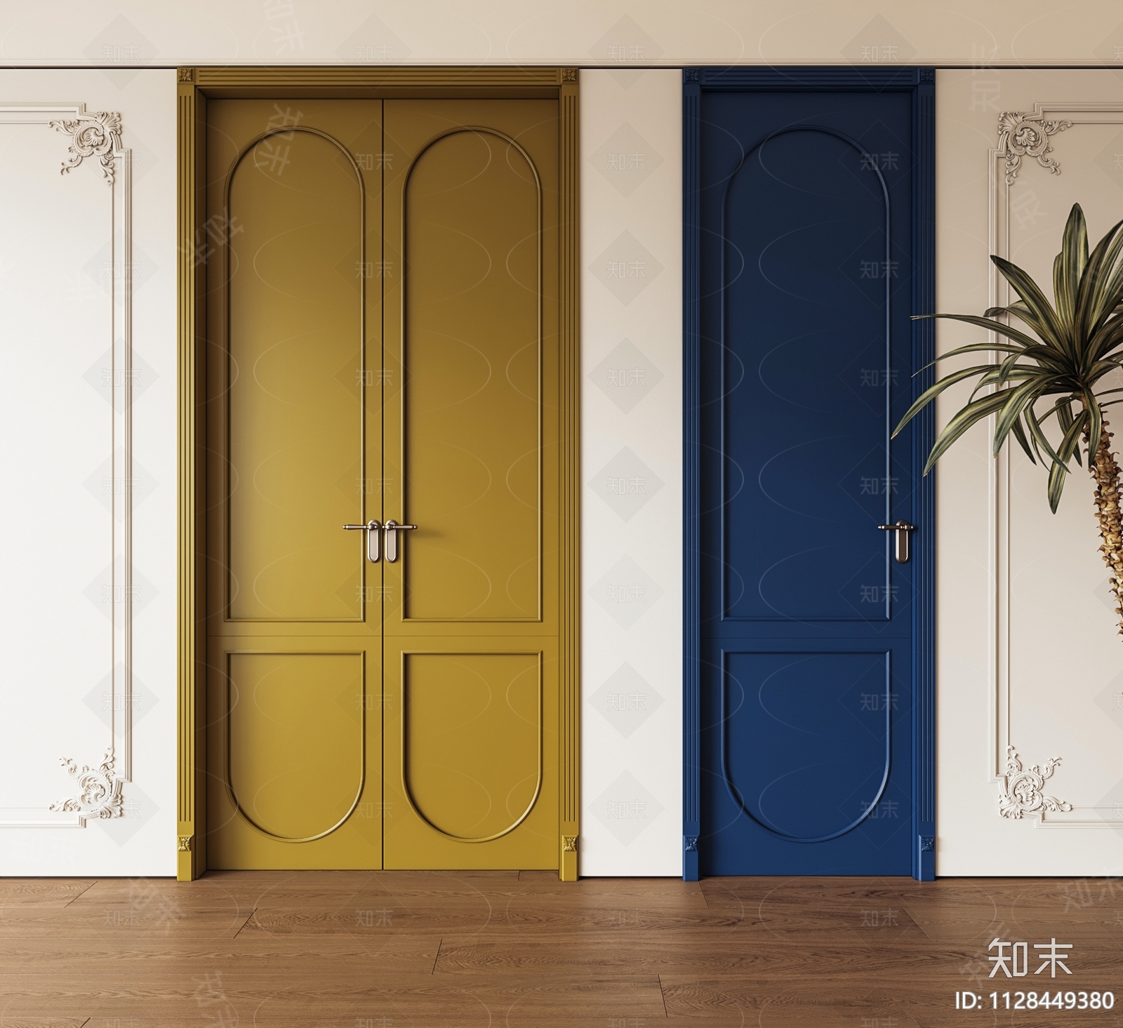 法式门组合3D模型下载【ID:1128449380】_知末3d模型网