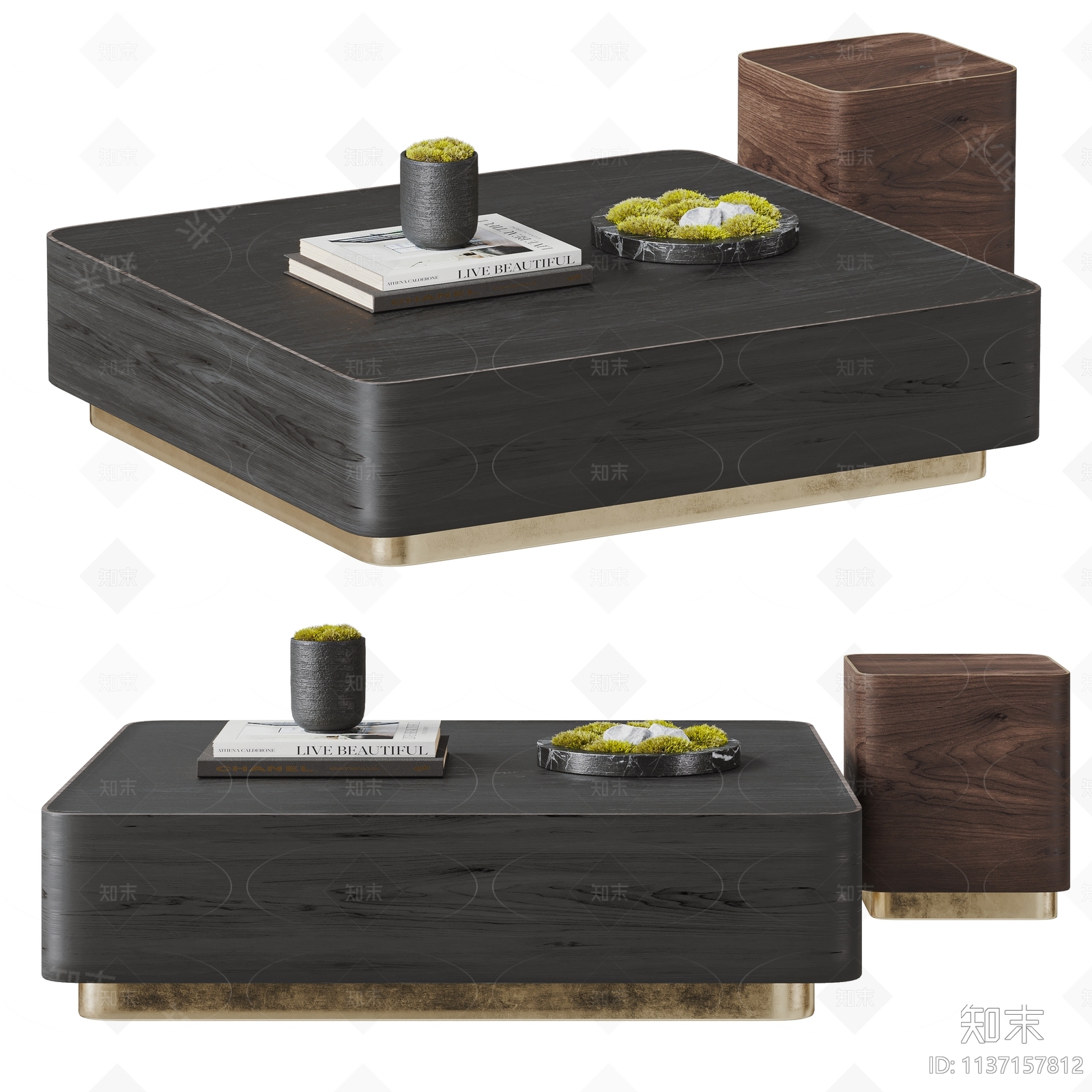 现代茶几组合3D模型下载【ID:1137157812】_知末3d模型网