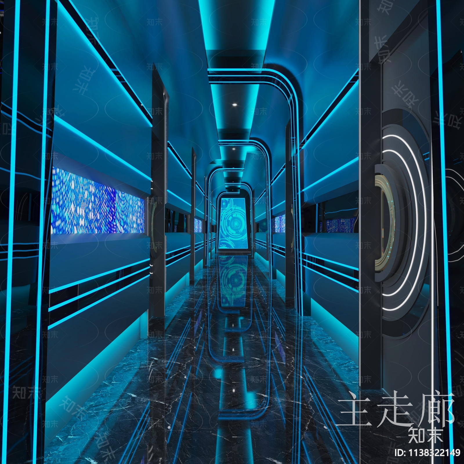现代科技KTV走廊3D模型下载【ID:1138322149】_知末3d模型网