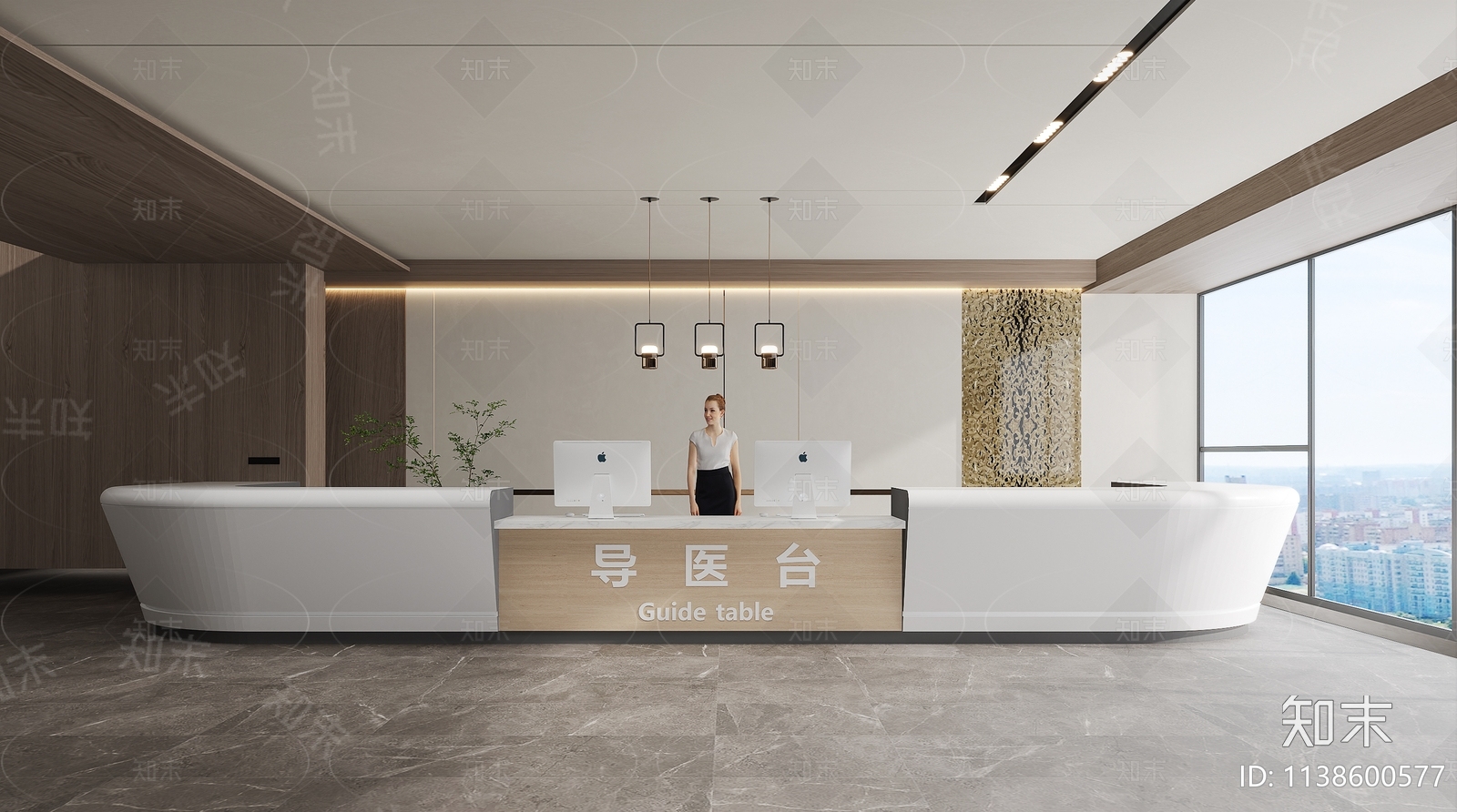 现代服务台前台3D模型下载【ID:1138600577】_知末3d模型网