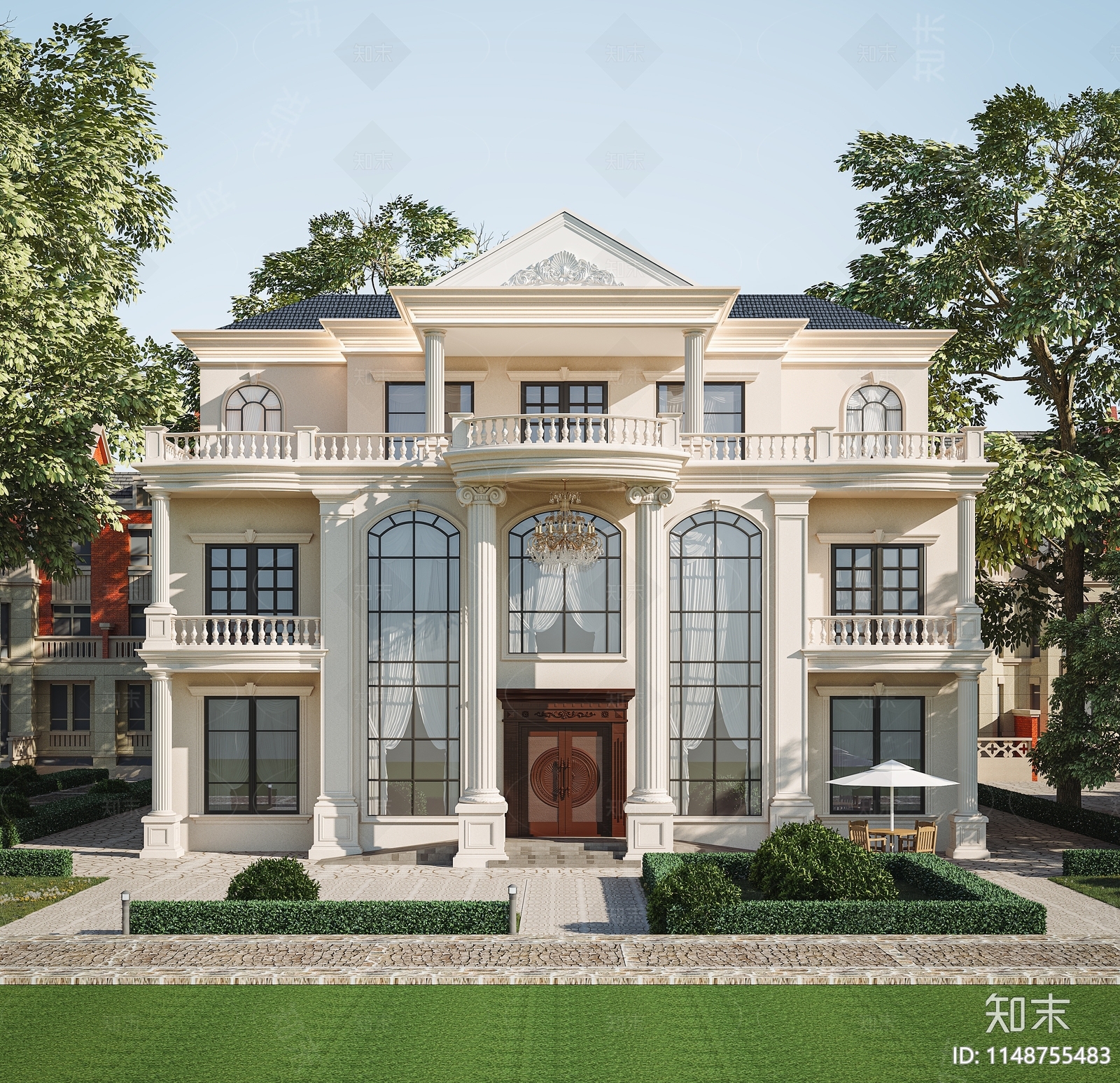 欧式独栋别墅3D模型下载【ID:1148755483】_知末3d模型网