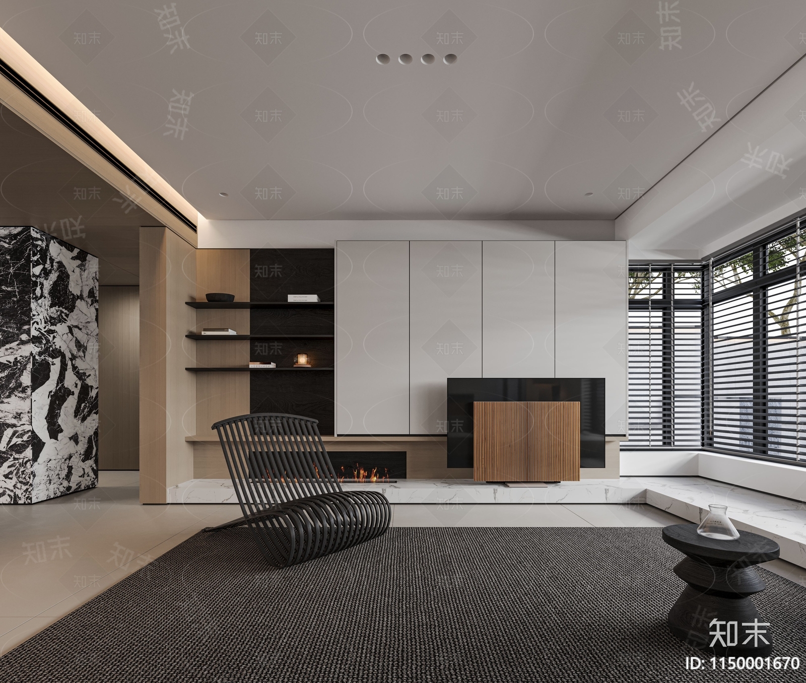 现代极简高级客厅3D模型下载【ID:1150001670】_知末3d模型网