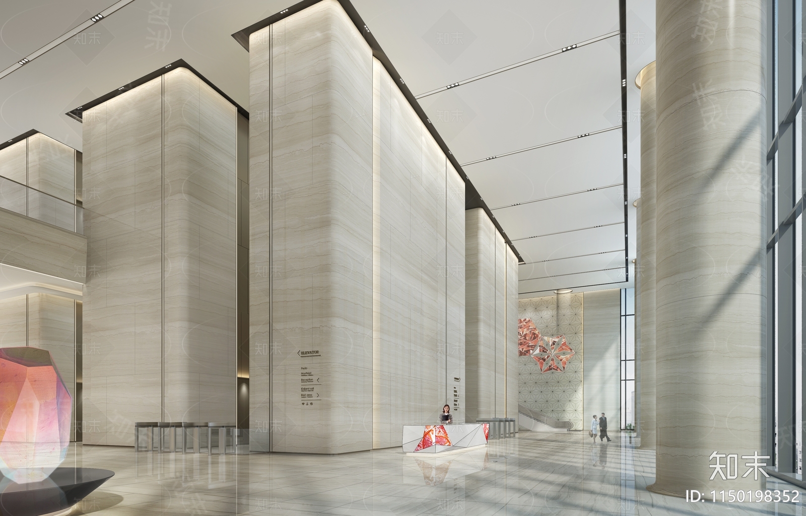现代办公大堂3D模型下载【ID:1150198352】_知末3d模型网