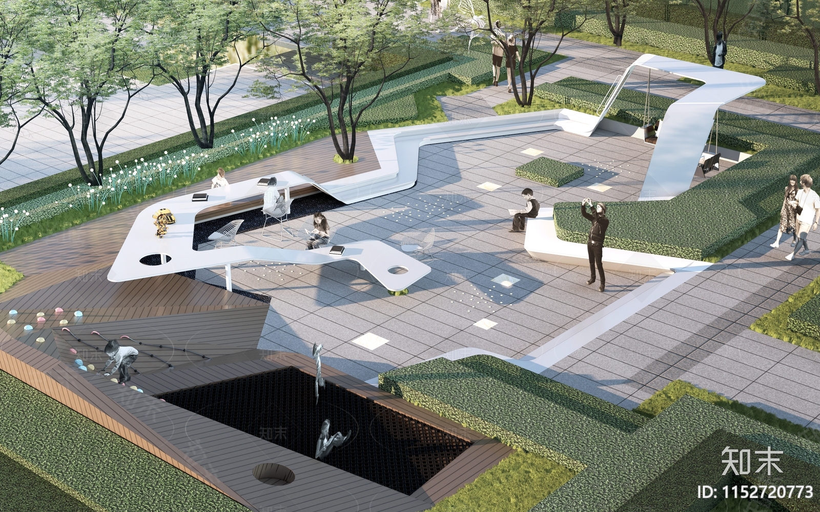 现代公园景观3D模型下载【ID:1152720773】_知末3d模型网