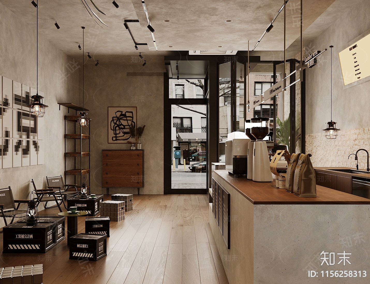 工业风咖啡厅3D模型下载【ID:1156258313】_知末3d模型网
