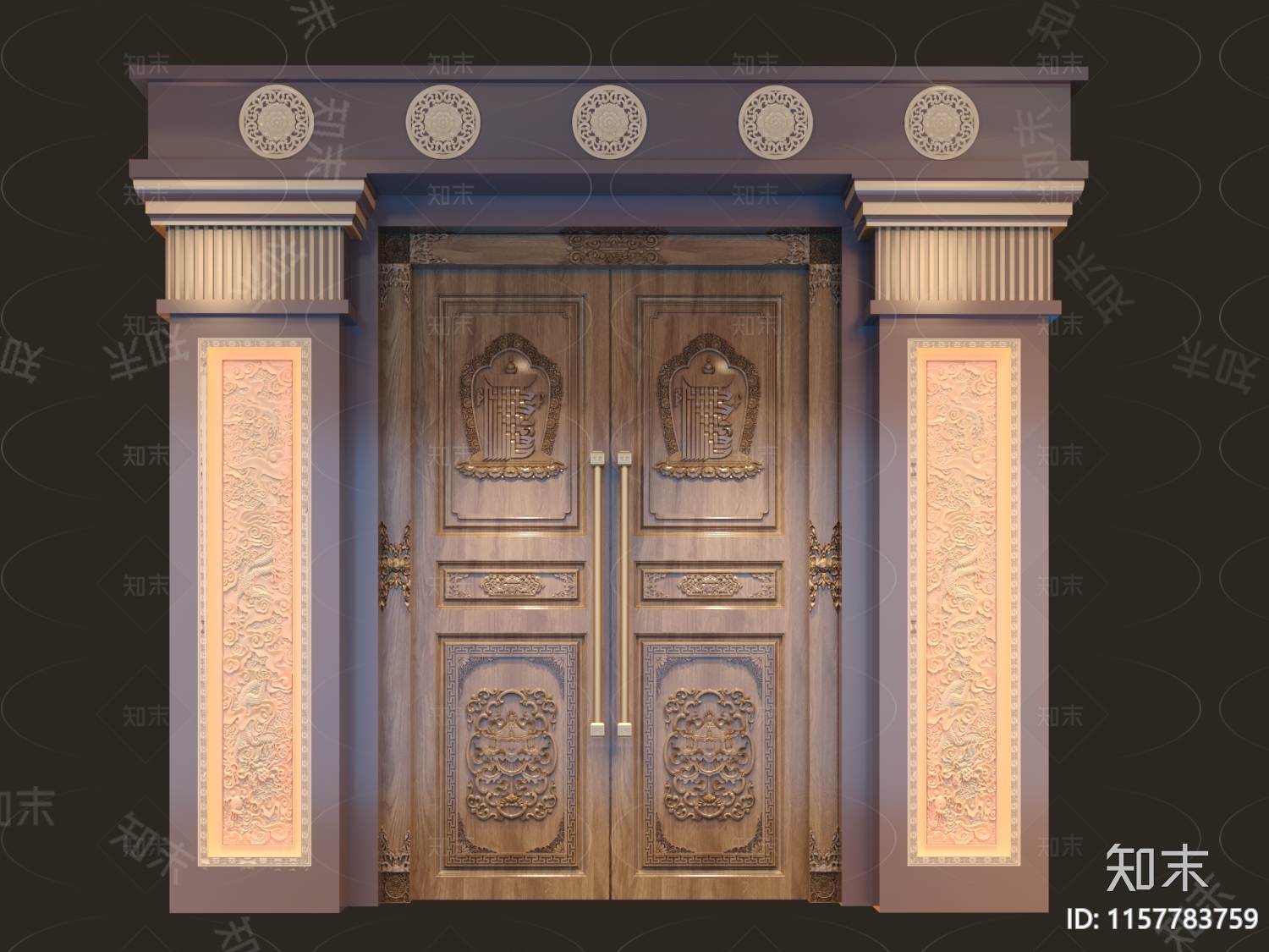 中式门3D模型下载【ID:1157783759】_知末3d模型网