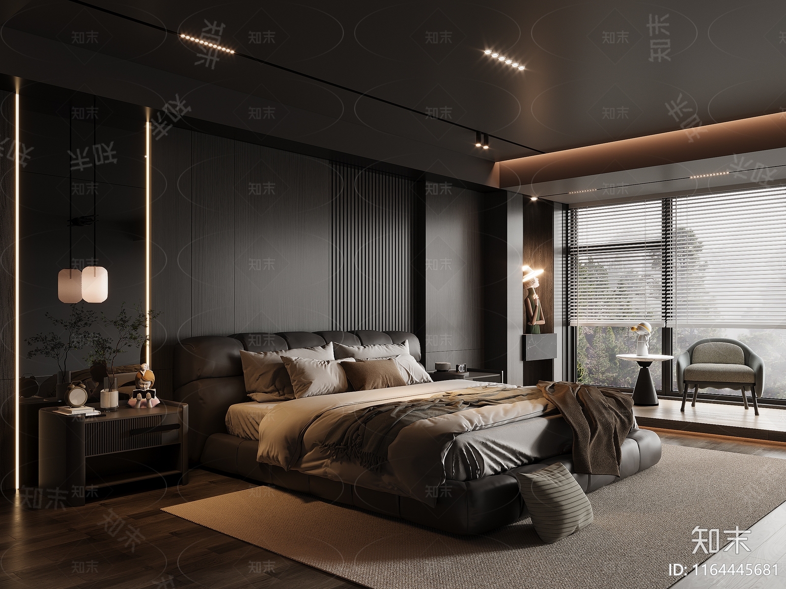 现代意式家居卧室3D模型下载【ID:1164445681】_知末3d模型网