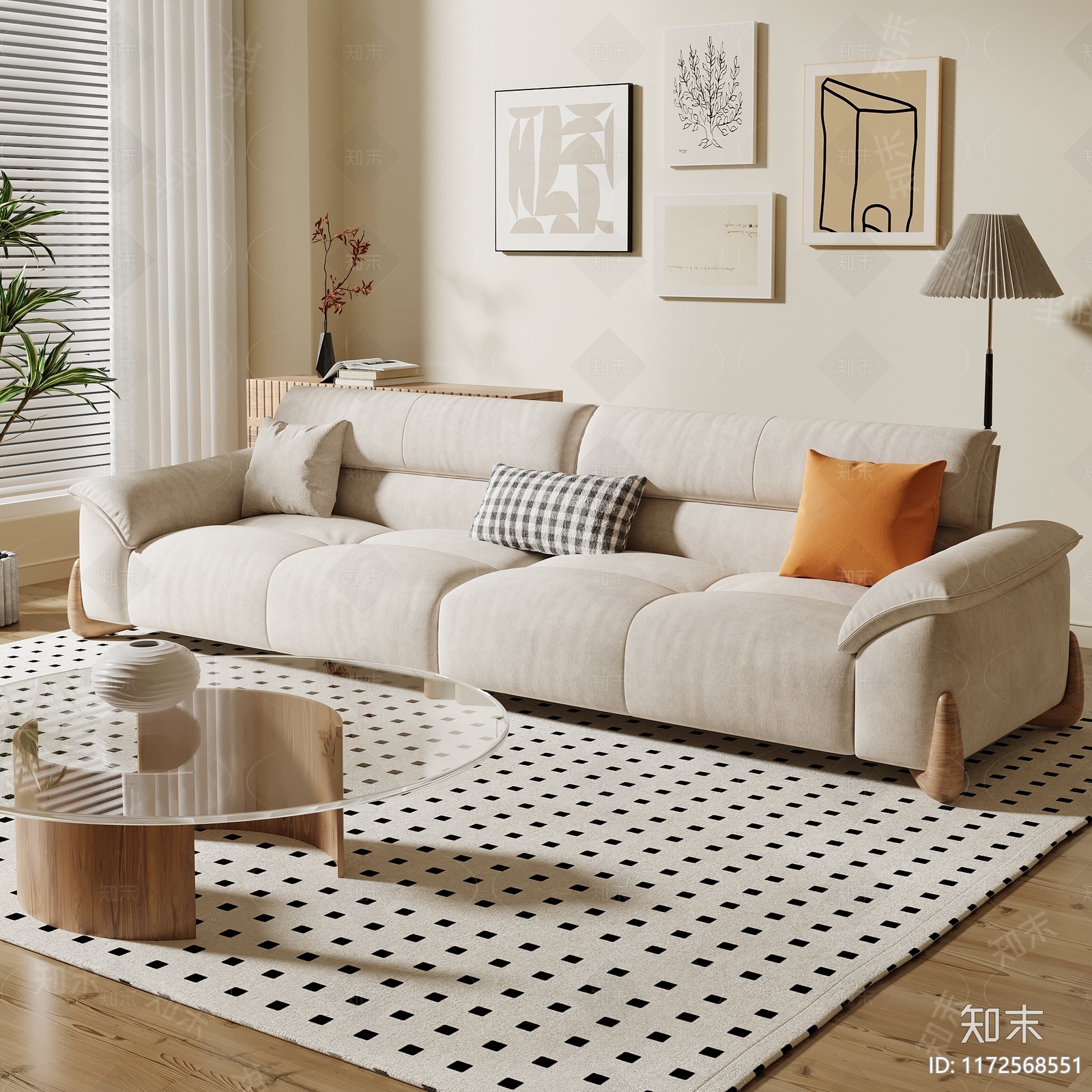 现代简约沙发组合3D模型下载【ID:1172568551】_知末3d模型网