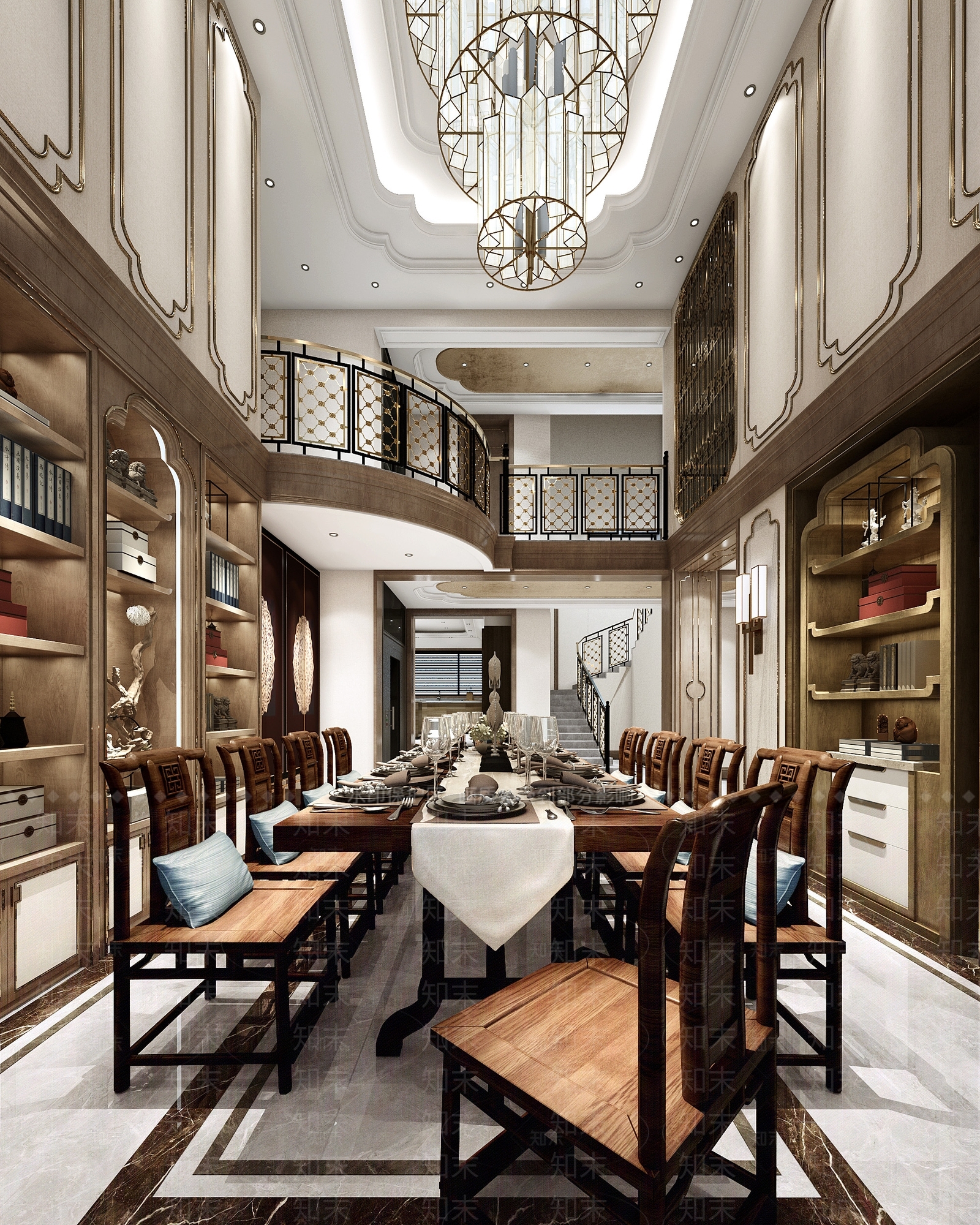 简欧餐厅餐桌酒柜3D模型下载【ID:732852872】