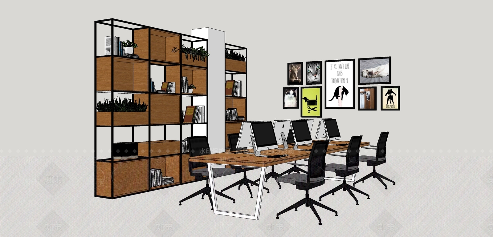现代风格办公家具桌椅SU模型下载【ID:332546679】