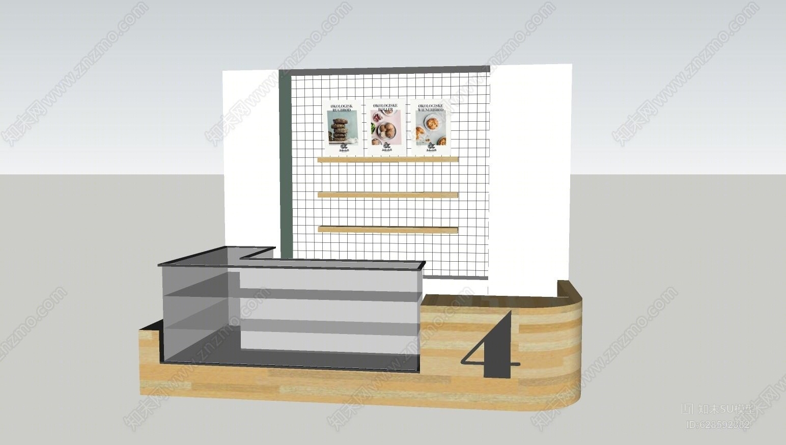 甜品展示橱窗SU模型下载【ID:628592382】