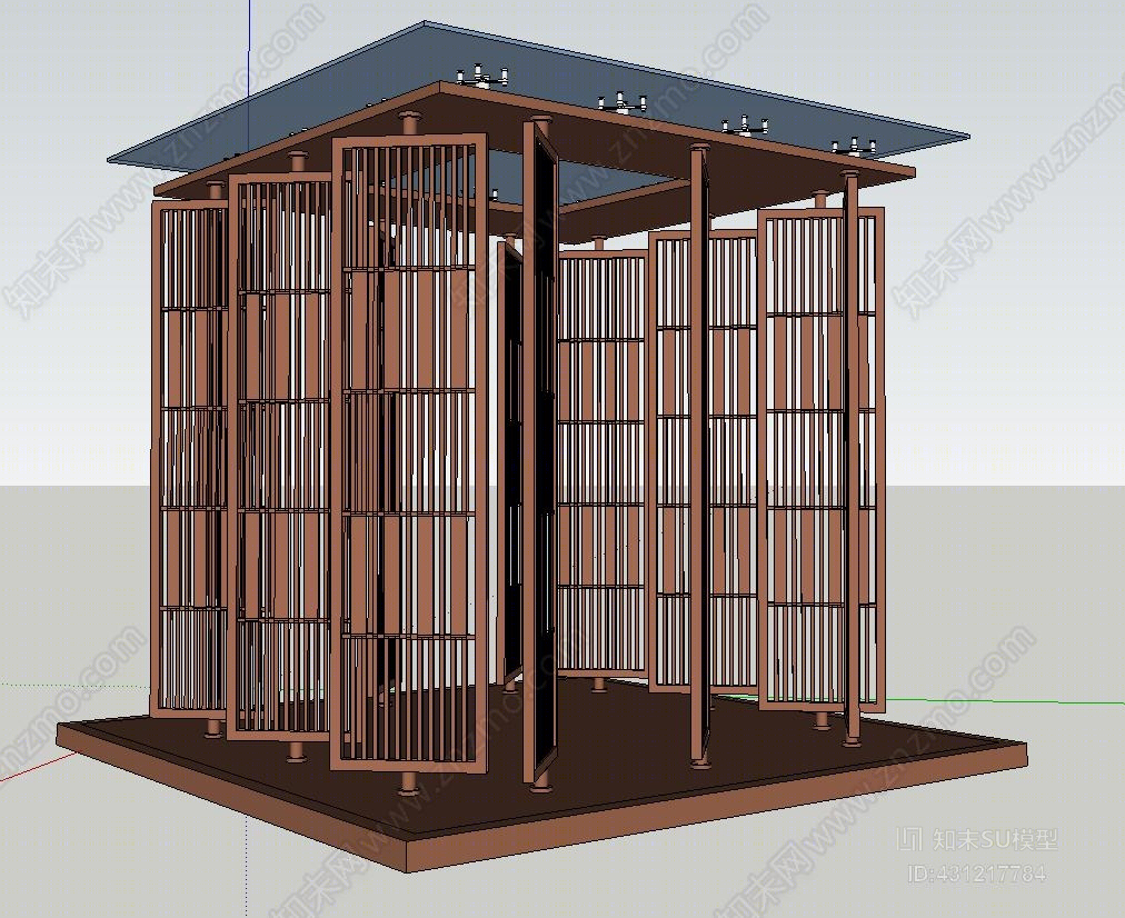 现代民宿屏风亭室外SU模型下载【ID:431217784】