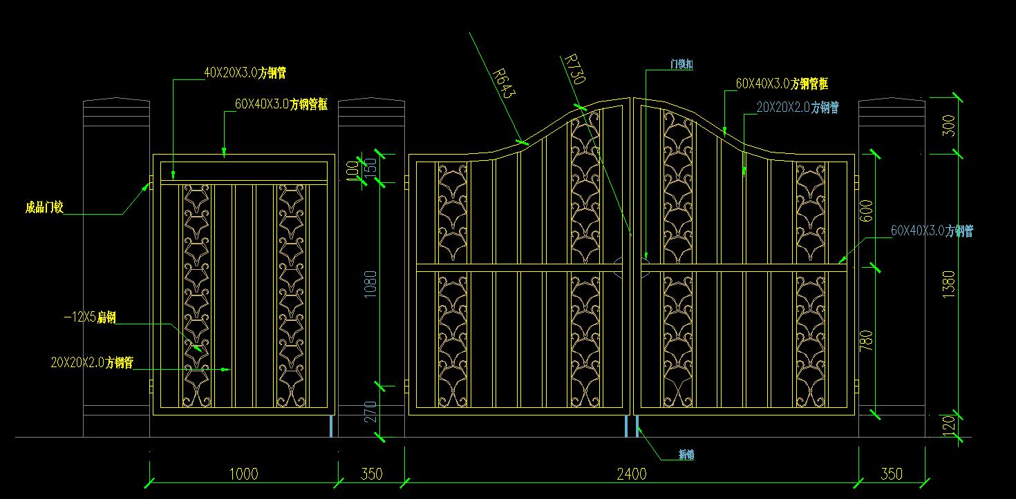 方管铁艺大门设计图纸图片