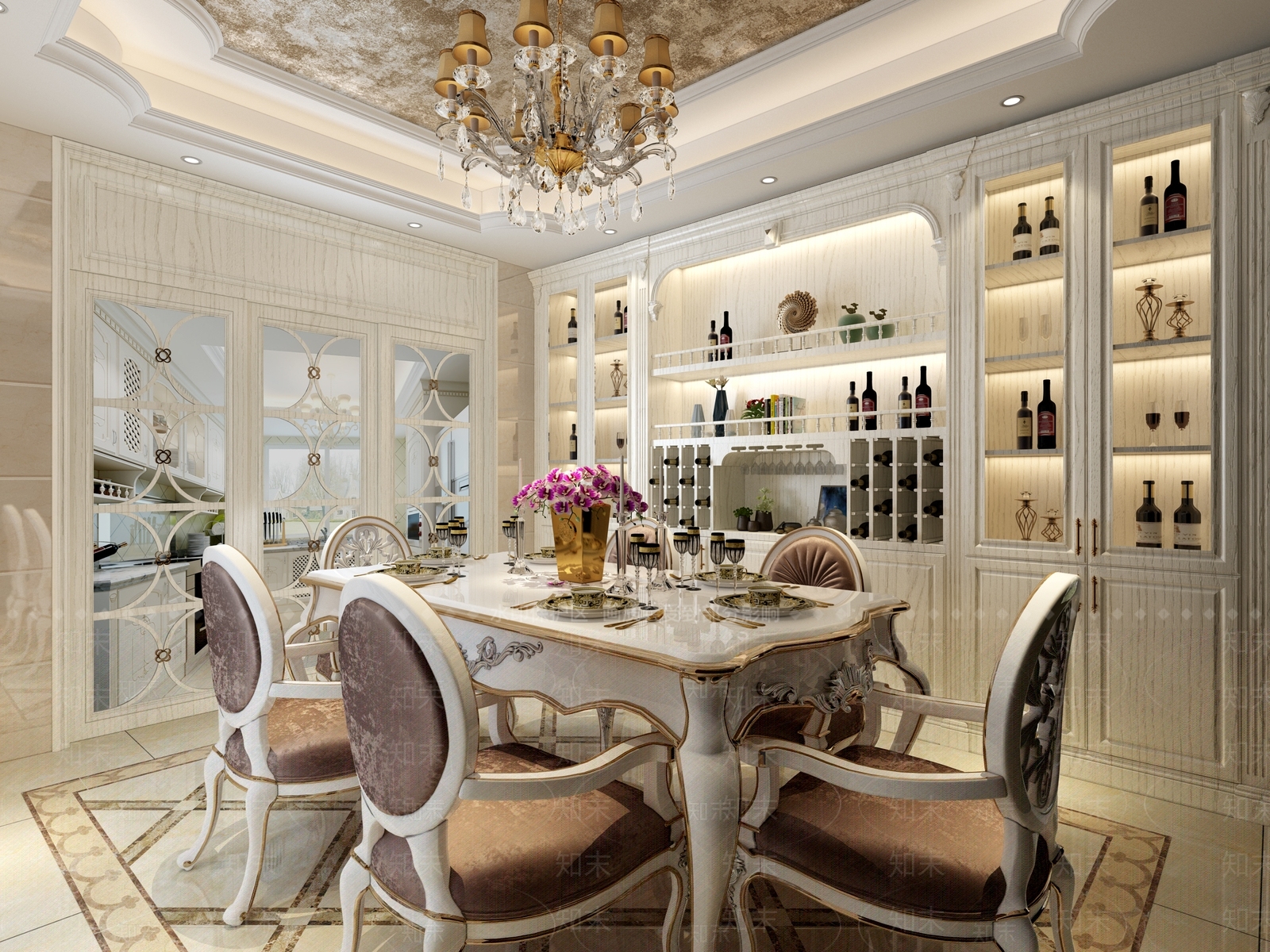 简欧餐厅酒柜3D模型下载【ID:832780531】