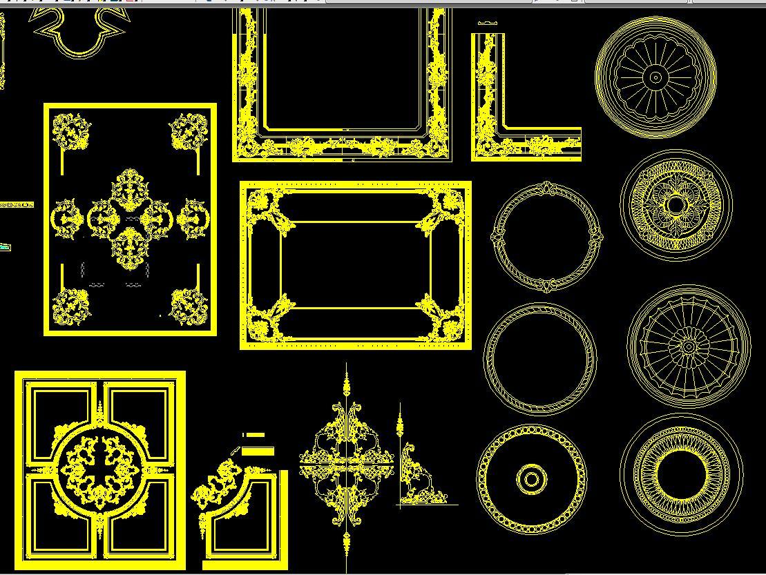 天花雕花CAD图集施工图下载【ID:231319876】