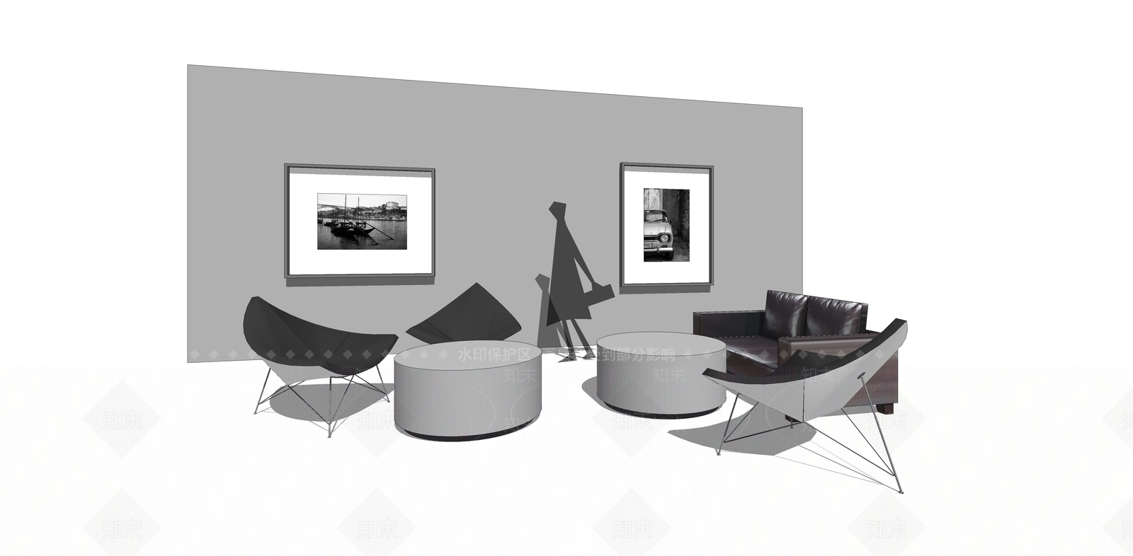 现代办公家具SU模型下载【ID:132167173】