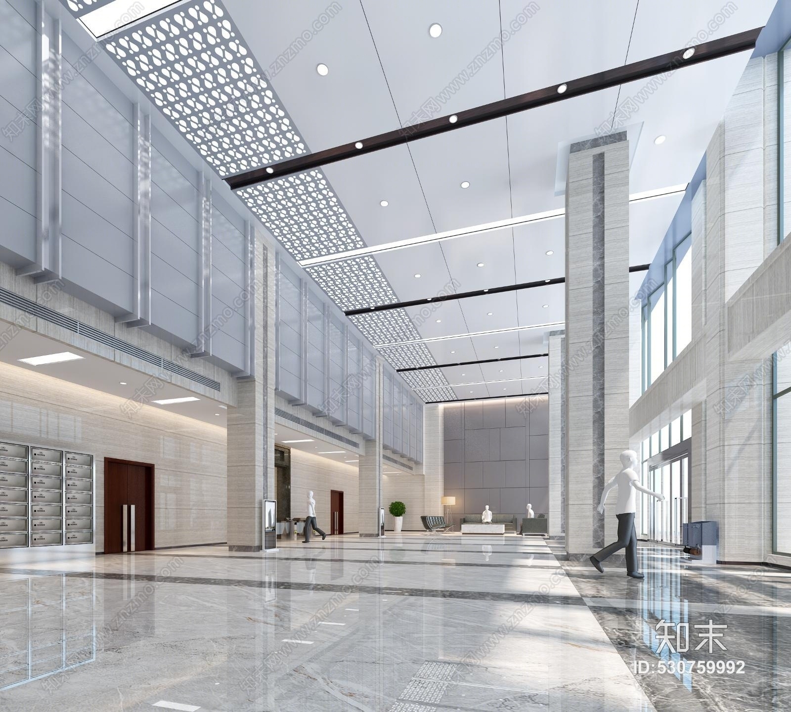 现代办公门厅大堂视角3D模型下载【ID:530759992】_知末3d模型网