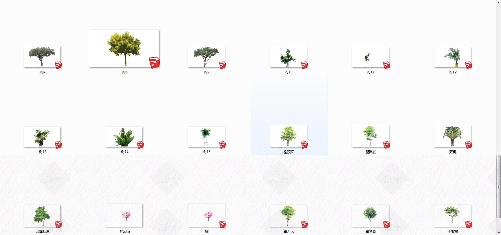 现代乔木SU模型草图