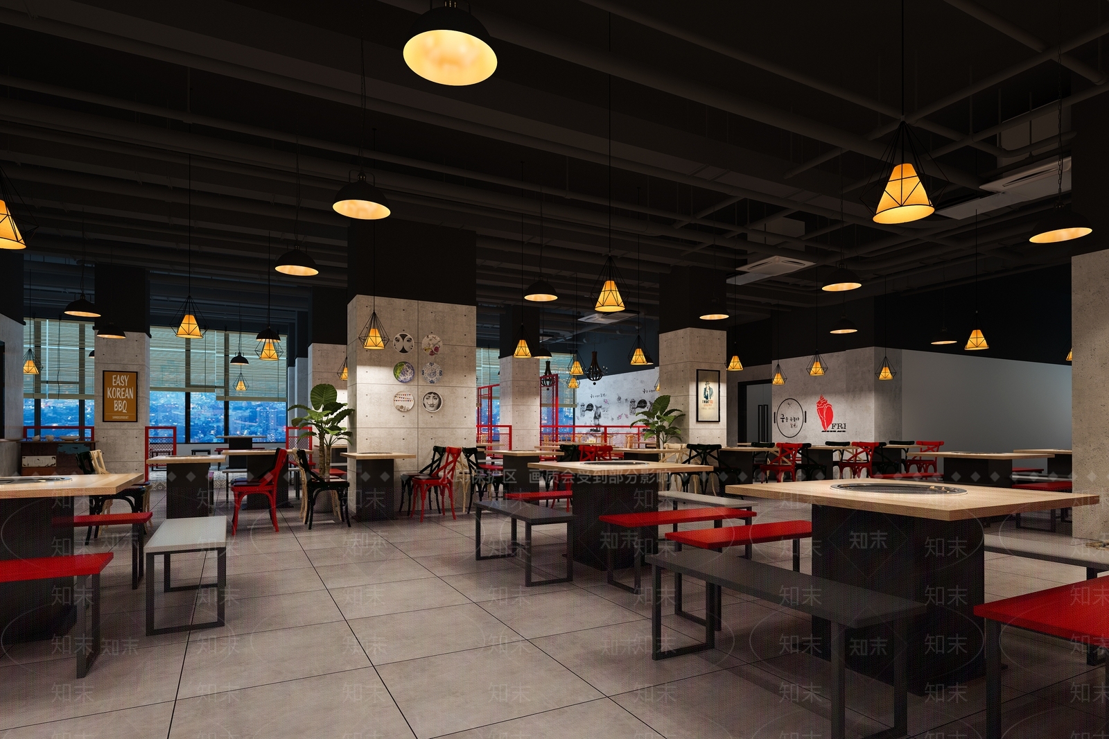 现代北欧餐厅3D模型下载【ID:332814228】