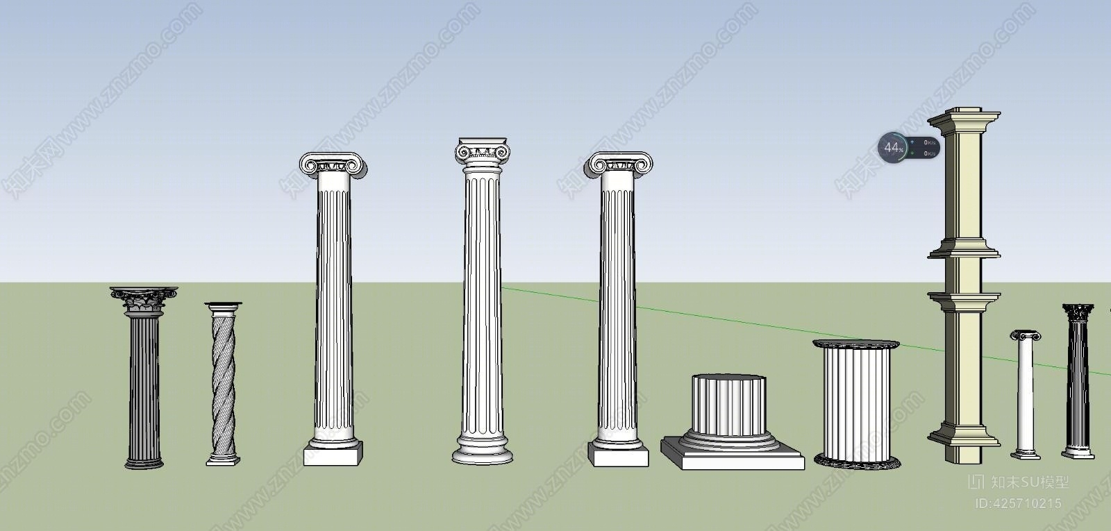 欧式罗马柱门框SU模型下载【ID:425710215】