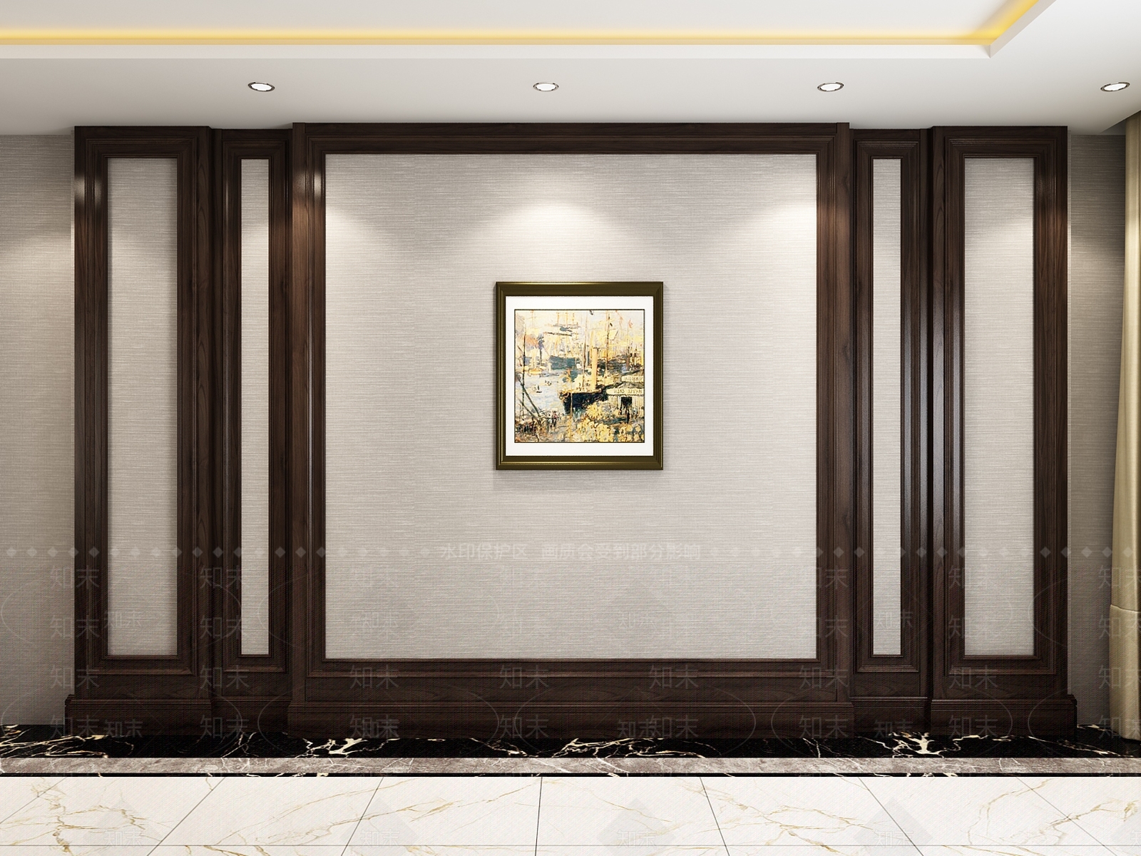 美式电视背景墙3D模型下载【ID:233425190】