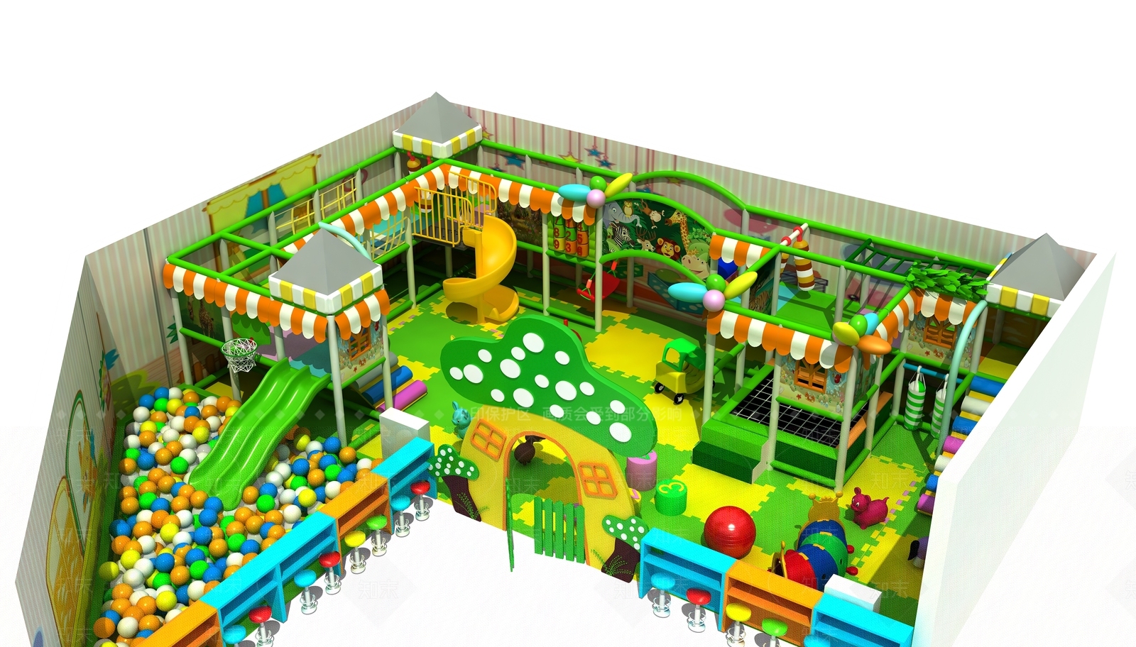 现代儿童游乐园娱乐设备3D模型下载【ID:733280042】