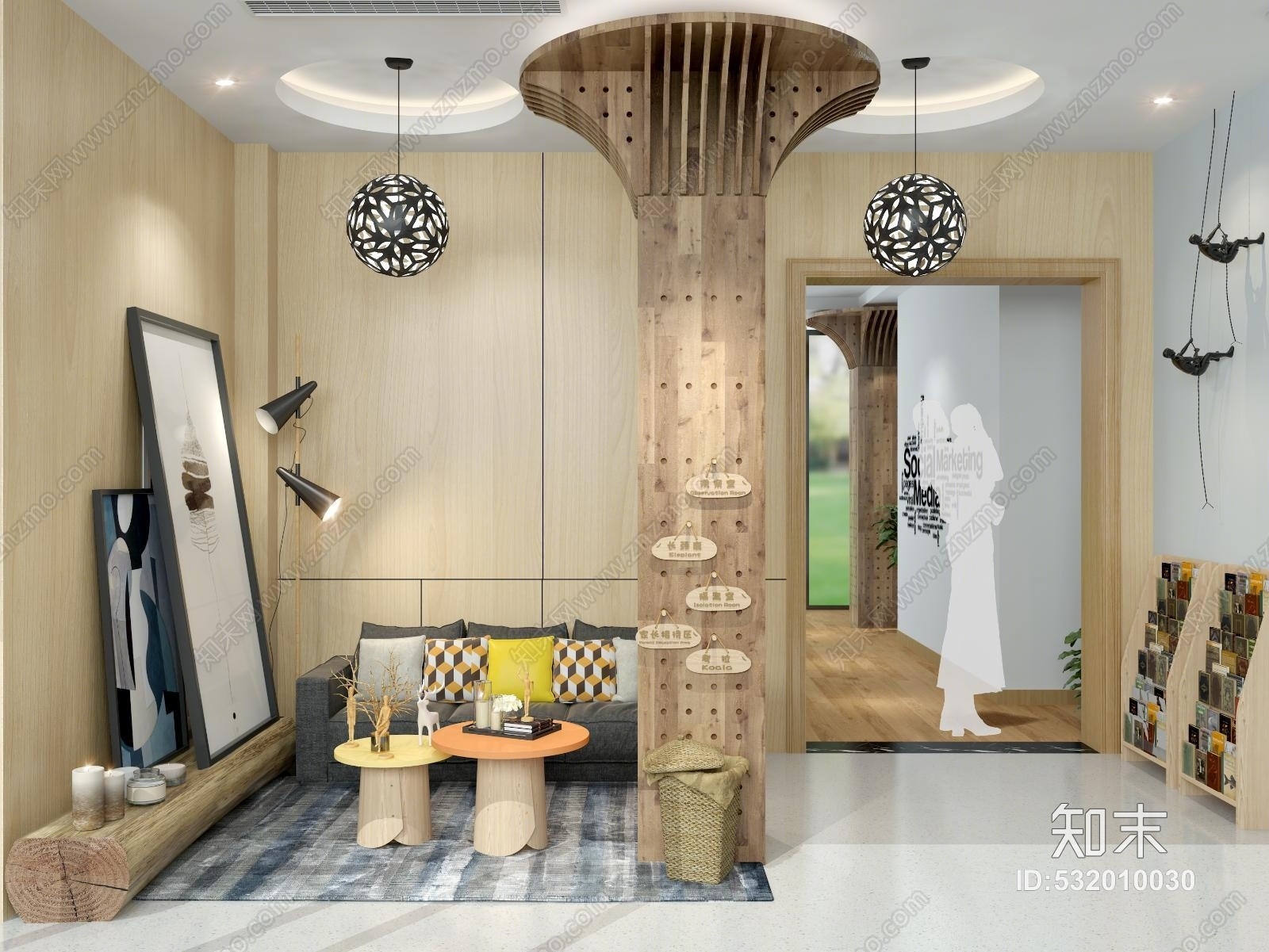 现代幼儿园门厅装饰画3D模型下载【ID:532010030】