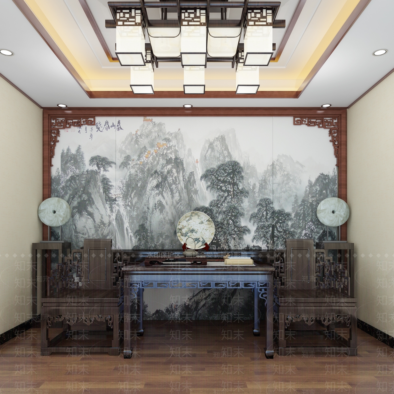 中式家具案台3D模型下载【ID:934993697】