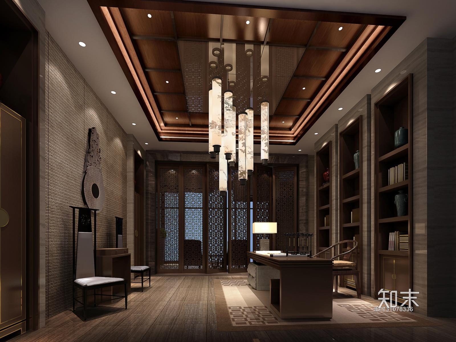 [商业空间]--私人茶楼会所室内施工图+效果图施工图下载【ID:731078336】