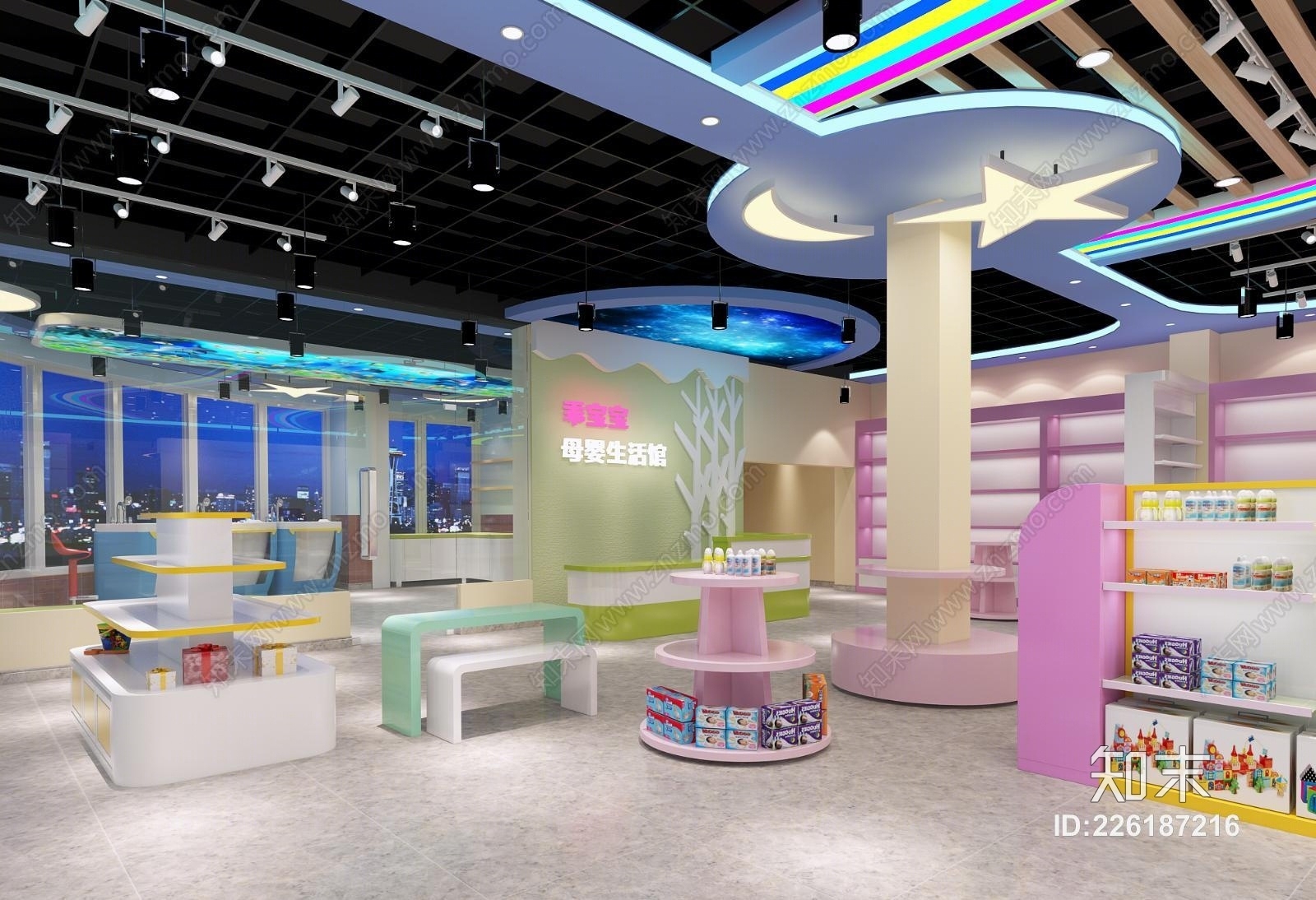 现代母婴店育婴店婴儿游泳馆柜架3D模型下载【ID:226187216】
