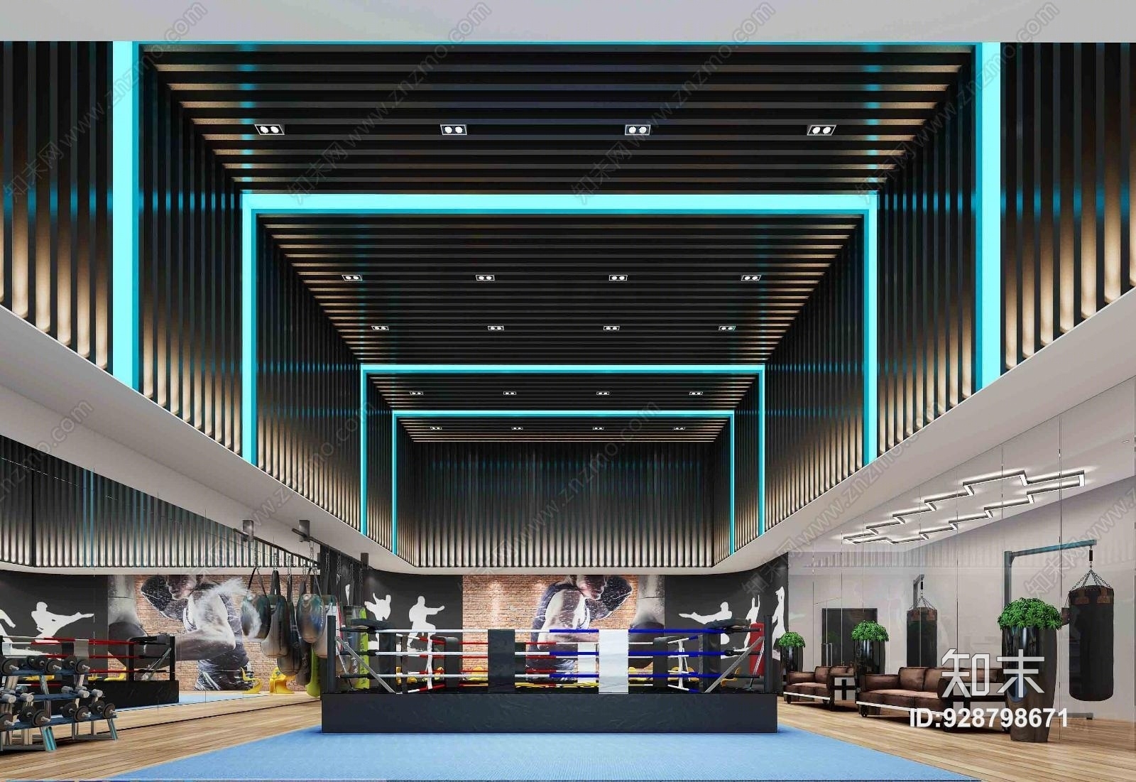 现代拳击馆3D模型下载【ID:928798671】