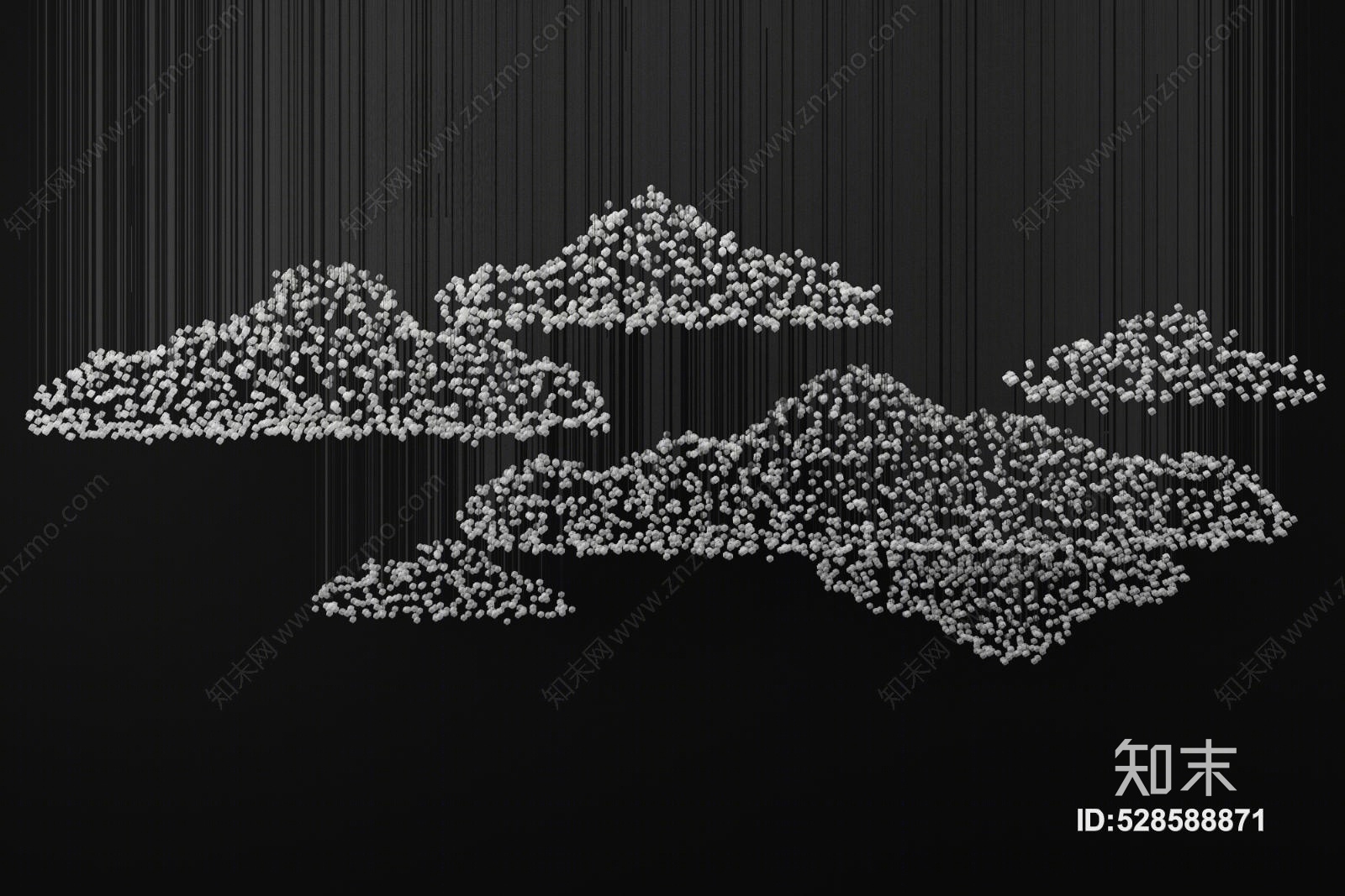 现代云形水晶吊灯3D模型下载【ID:528588871】