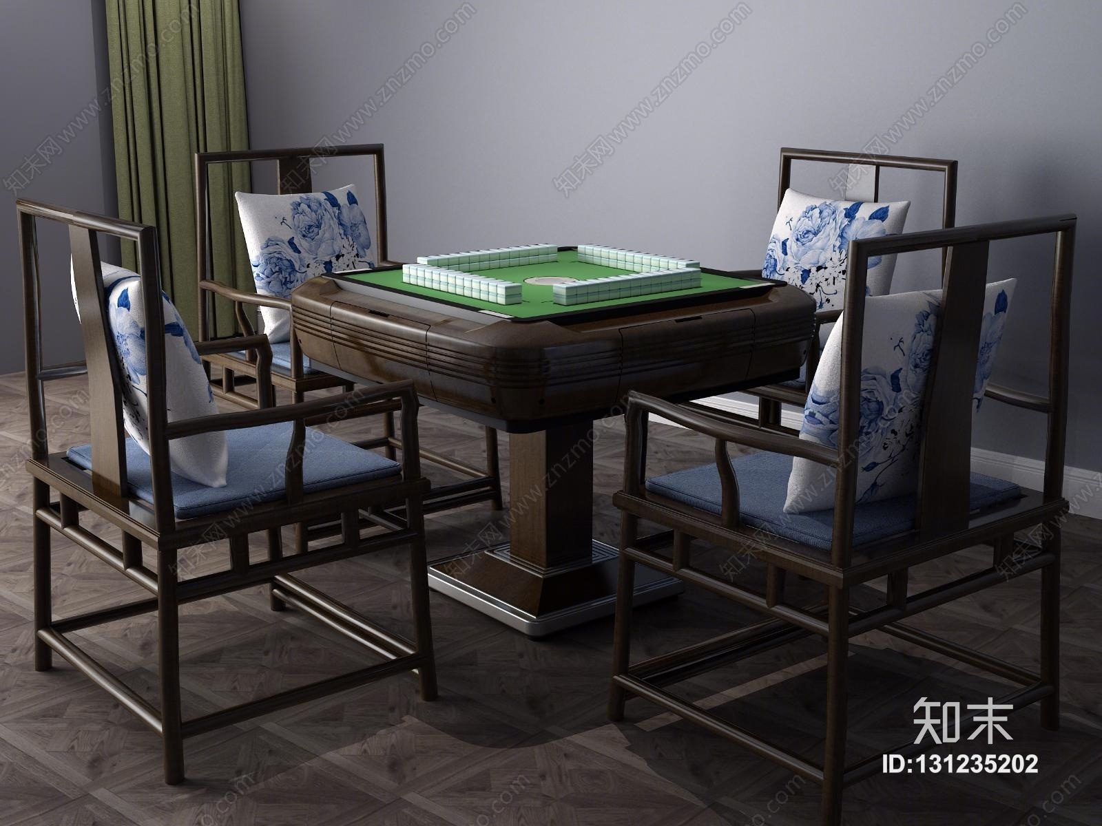 中式休闲桌3D模型下载【ID:131235202】