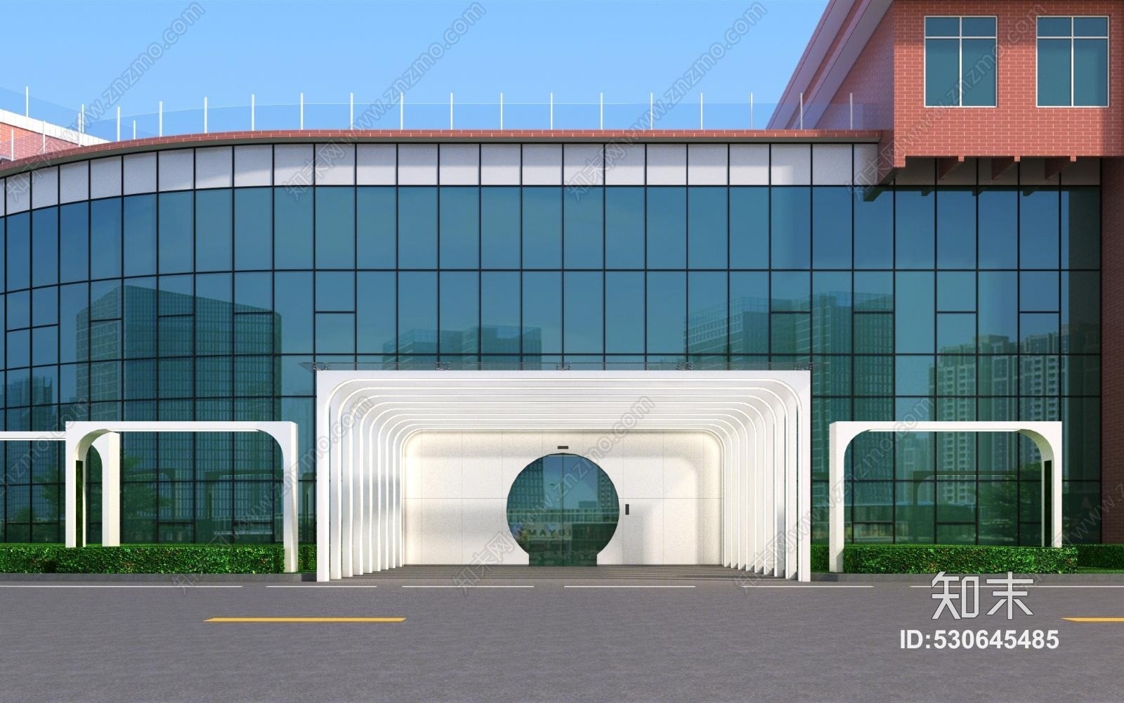 现代一个公司的外立面门口时设计3D模型下载【ID:530645485】
