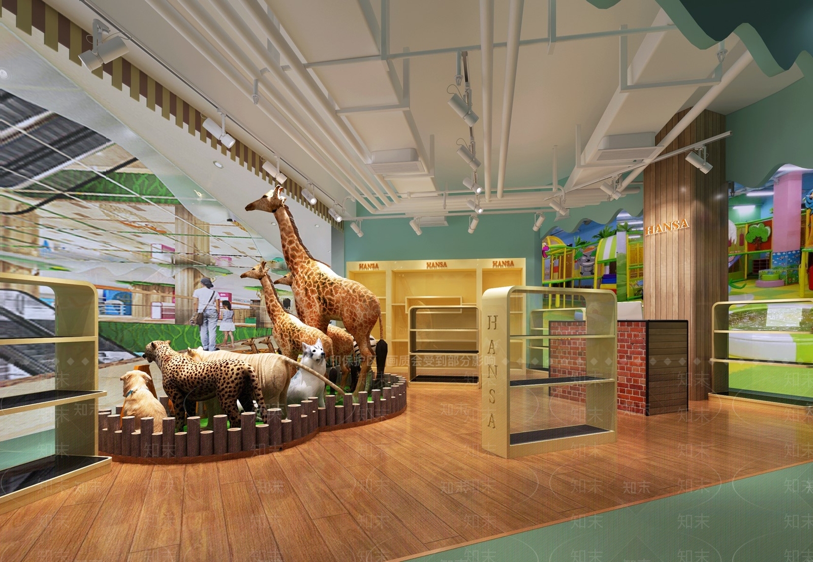 现代儿童动物玩具展厅3D模型下载【ID:532887714】