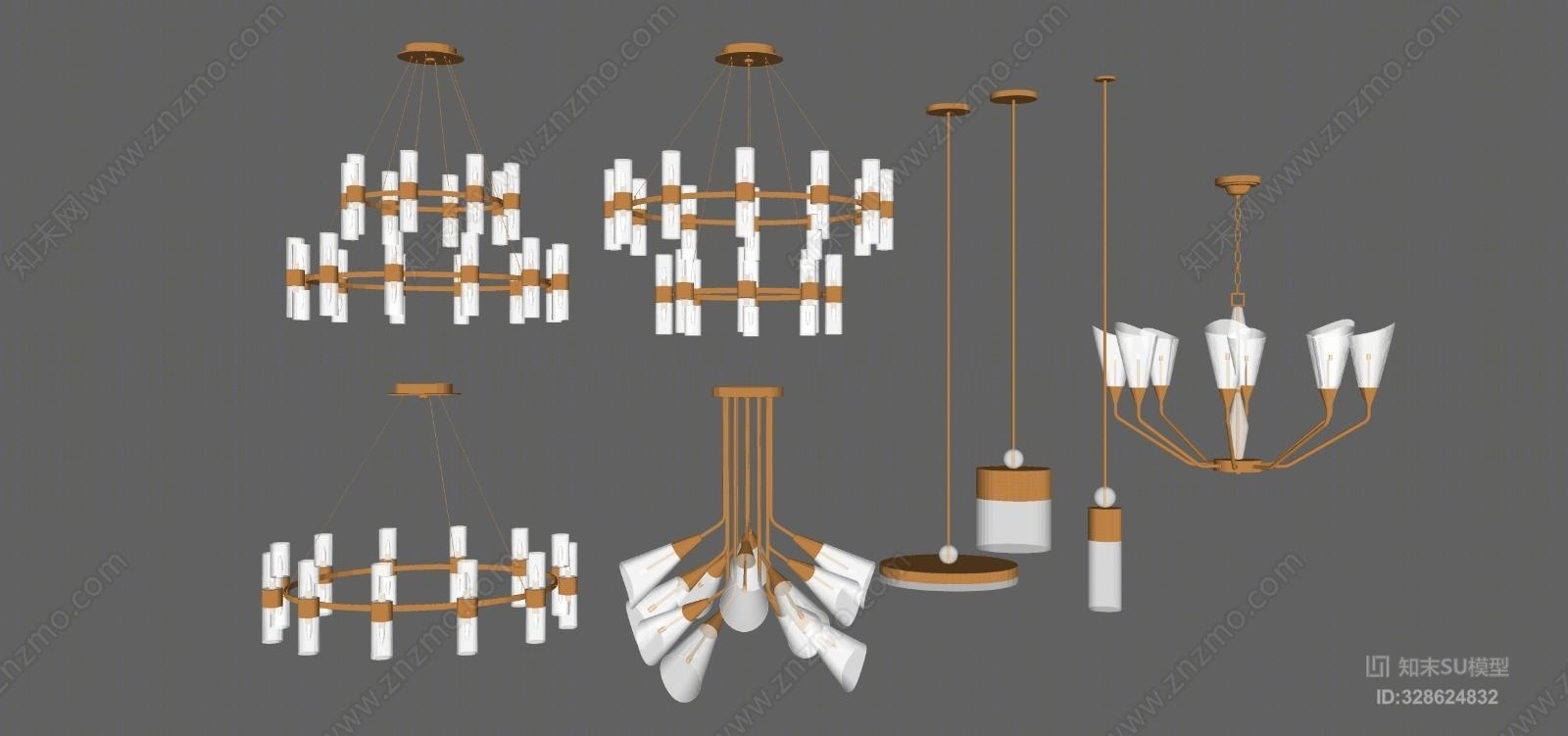 现代吊灯组合1编钟SU模型下载【ID:328624832】
