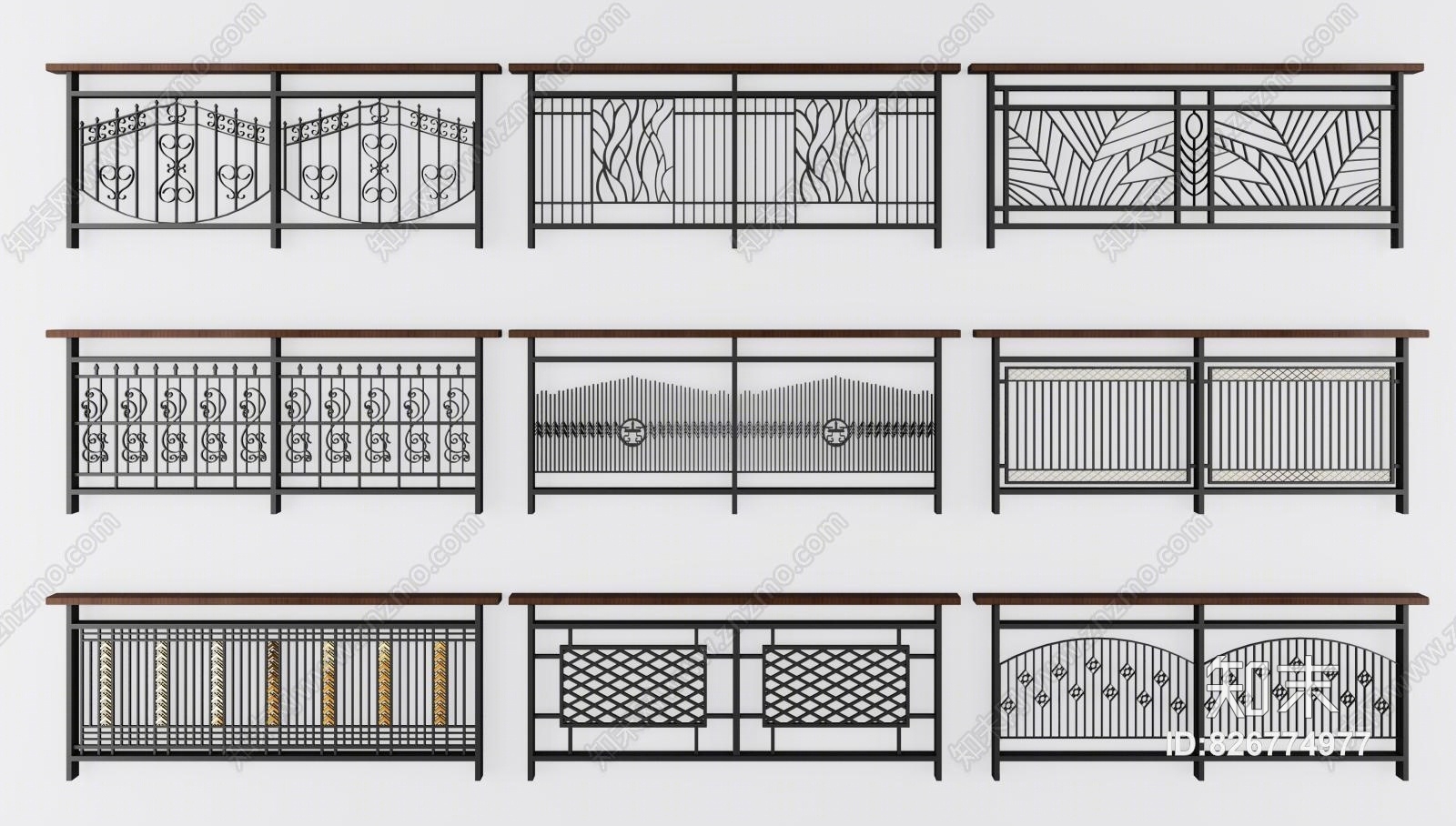 现代铁艺围栏护栏3D模型下载【ID:826774977】