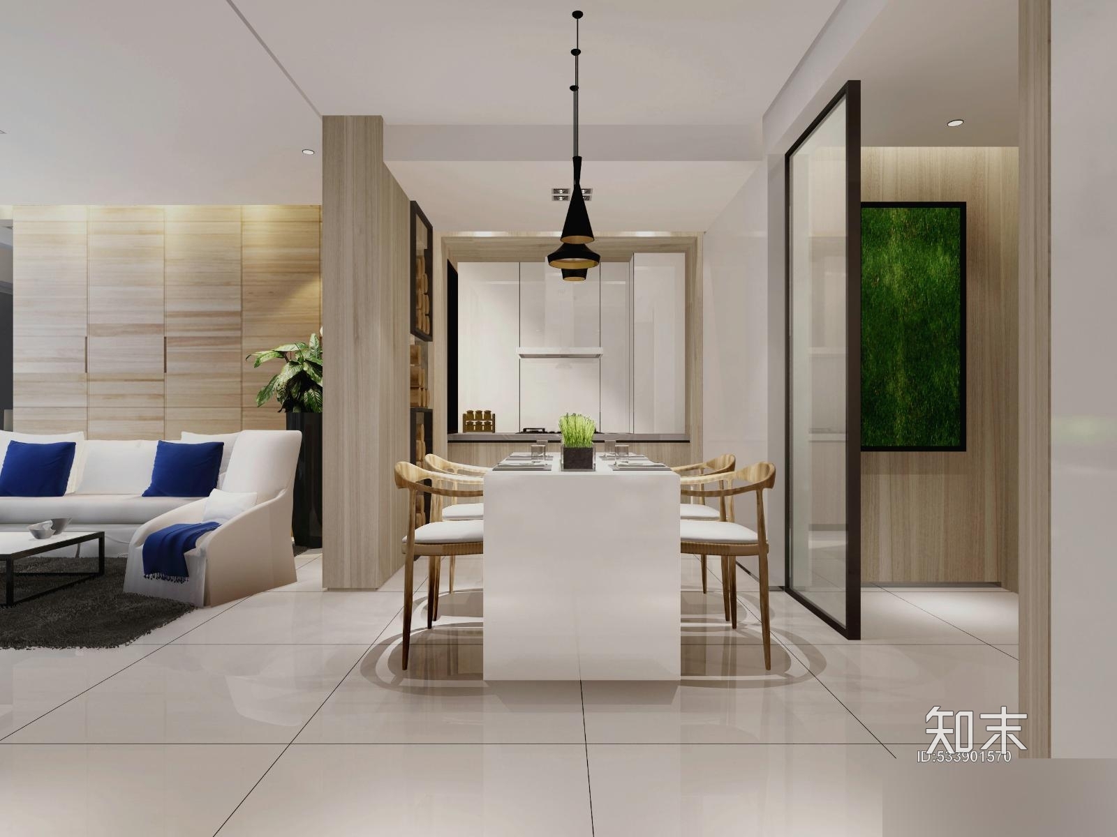 [江苏]现代简约B户型样板房装修与照明设计施工图施工图下载【ID:533901570】