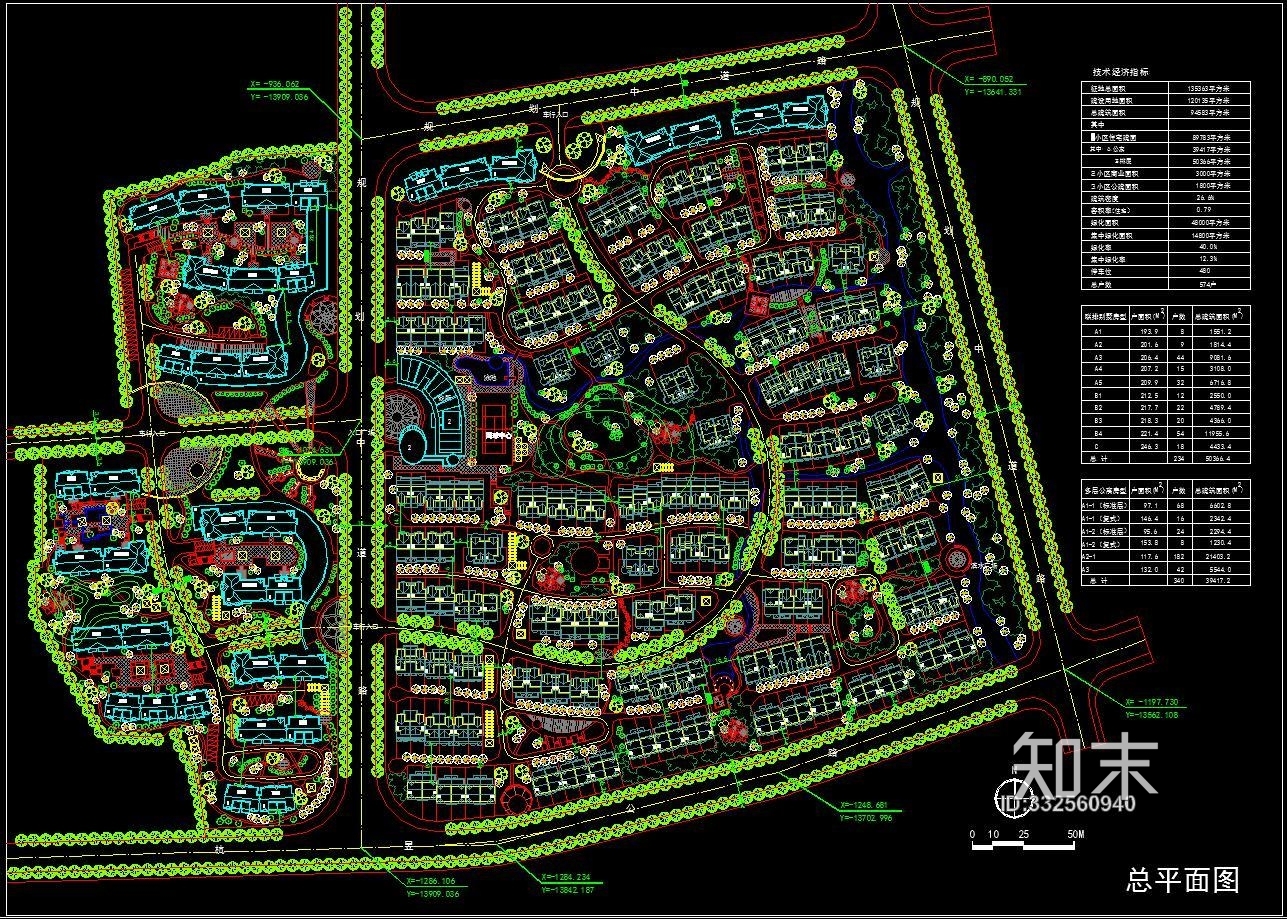高档住宅区景观设计CAD规划图施工图下载【ID:332560940】