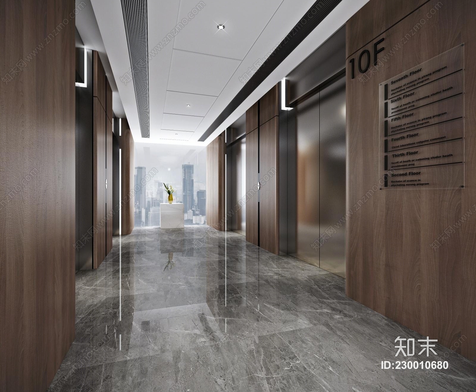 现代电梯间过道3D模型下载【ID:230010680】