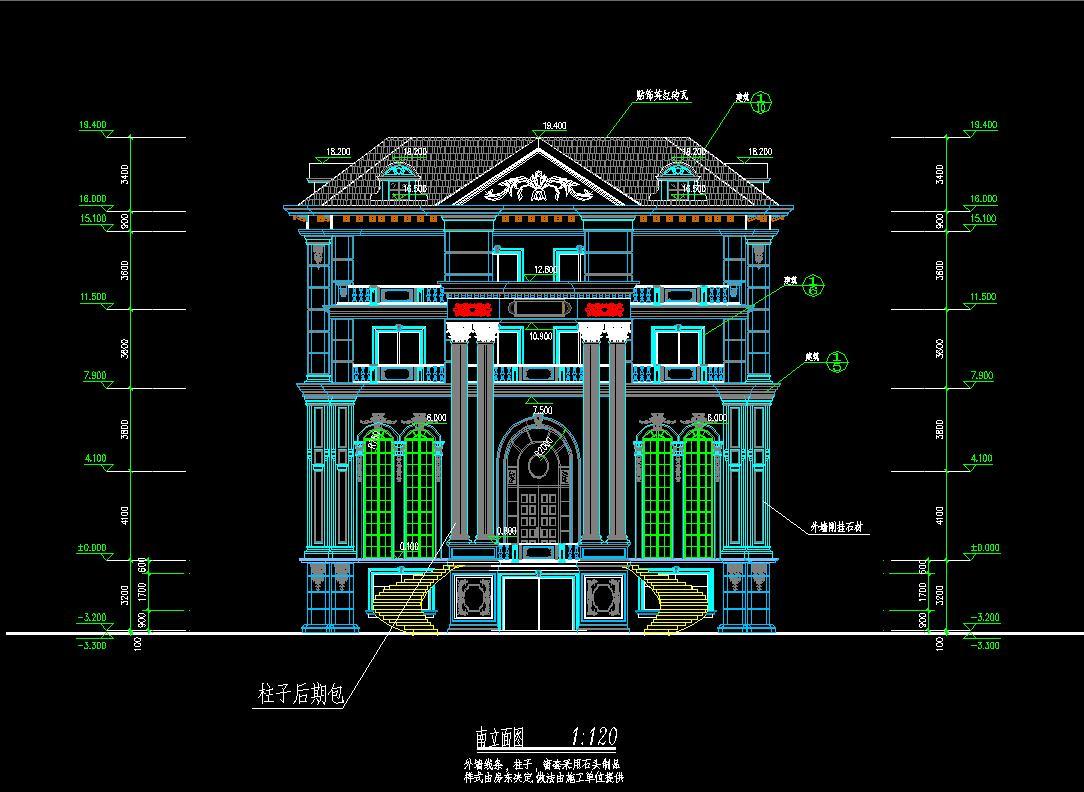 豪华大理石别墅建筑CAD施工图施工图下载【ID:529973499】