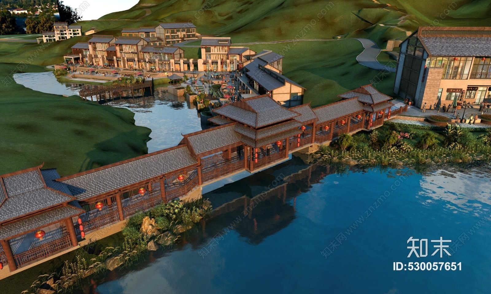 中式古建大门牌坊亭子廊厅中式3D模型下载【ID:530057651】