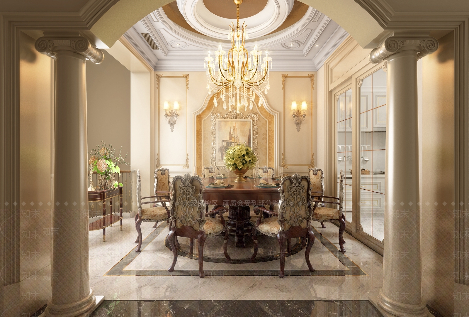 法式餐厅模型3D模型下载【ID:833079647】