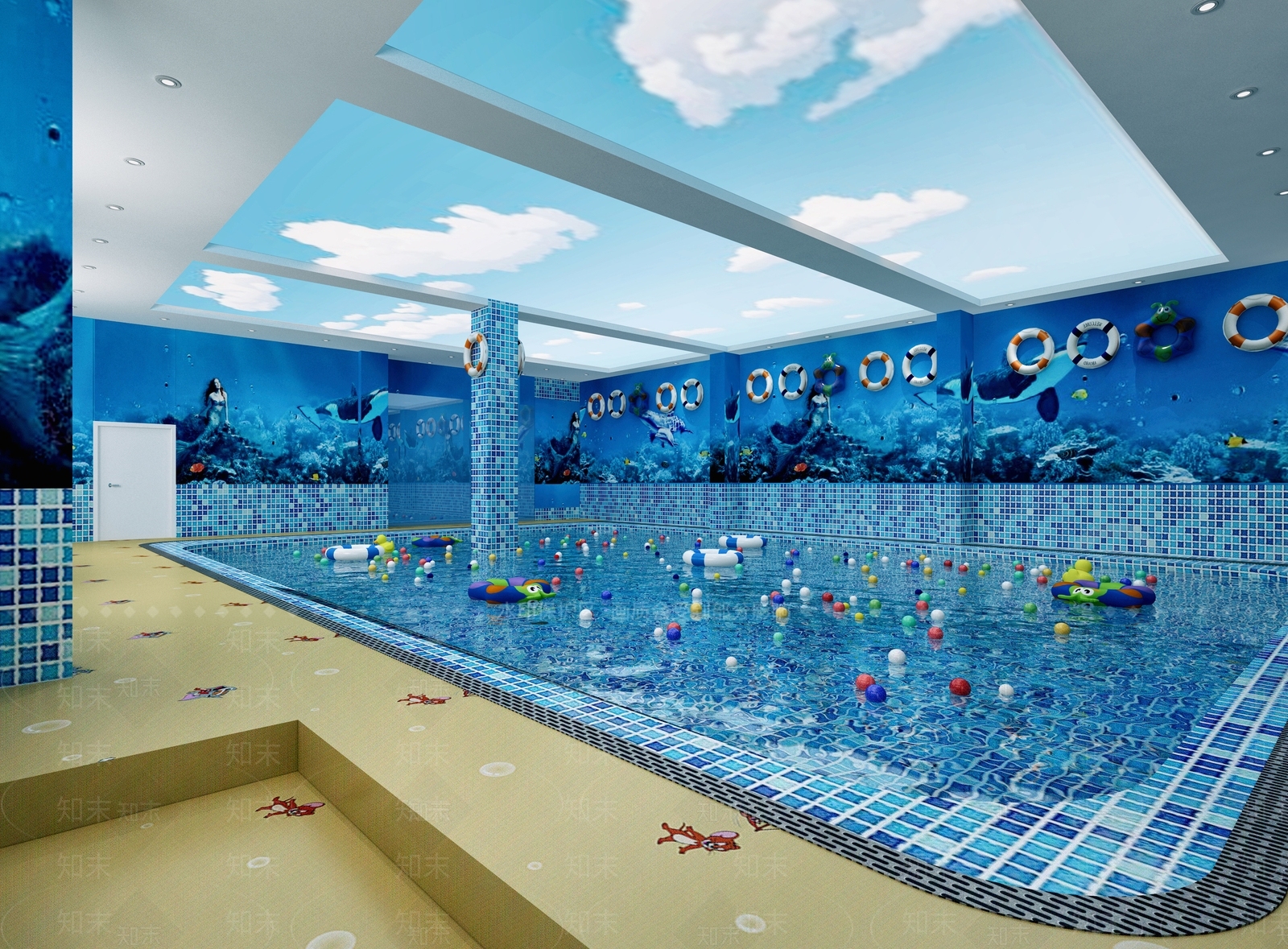 现代儿童游泳馆3D模型下载【ID:935305939】