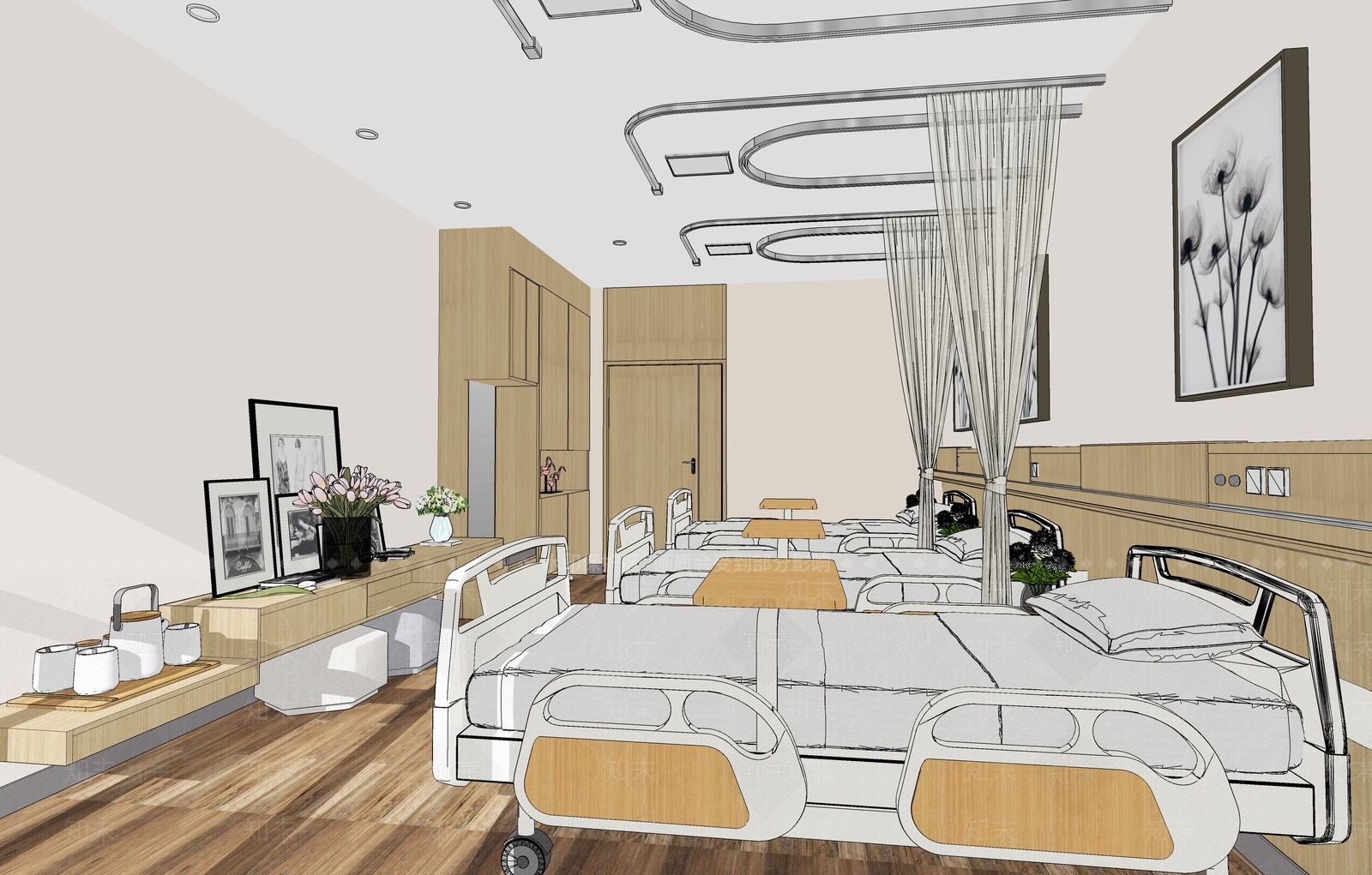 现代病房病床SU模型下载【ID:635254256】