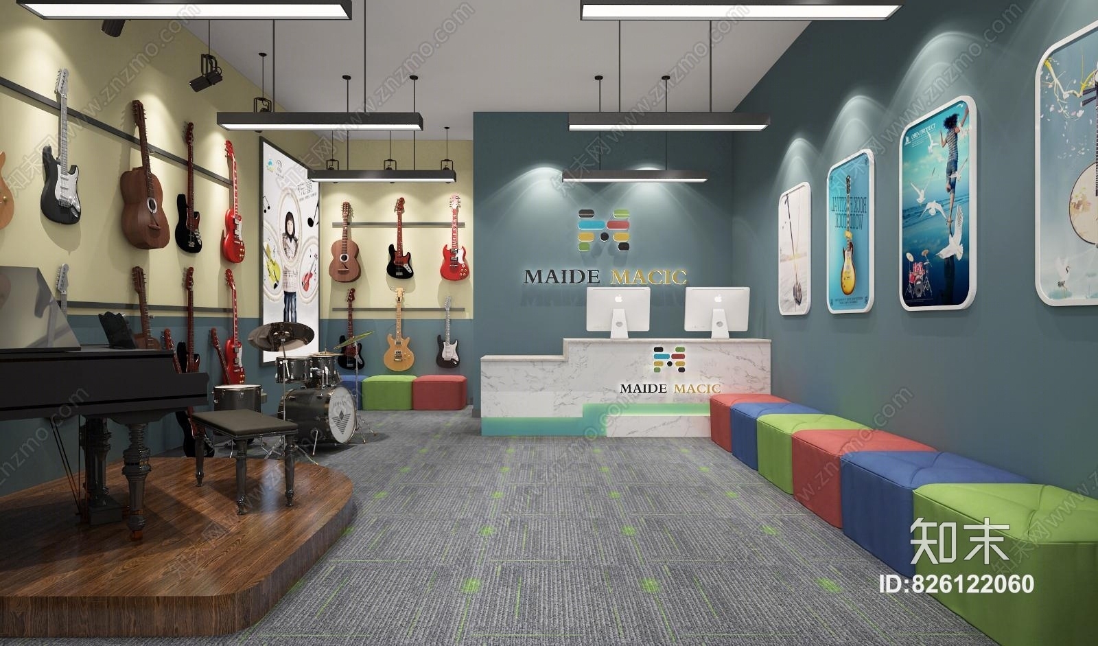 现代琴行3D模型下载【ID:826122060】