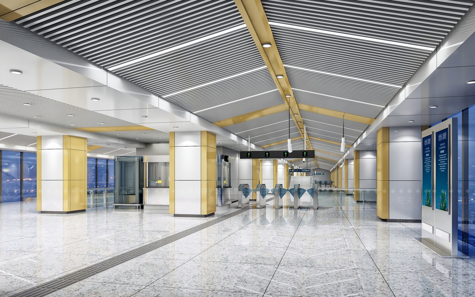 现代地铁车站展厅站台3D模型下载【ID:935272452】