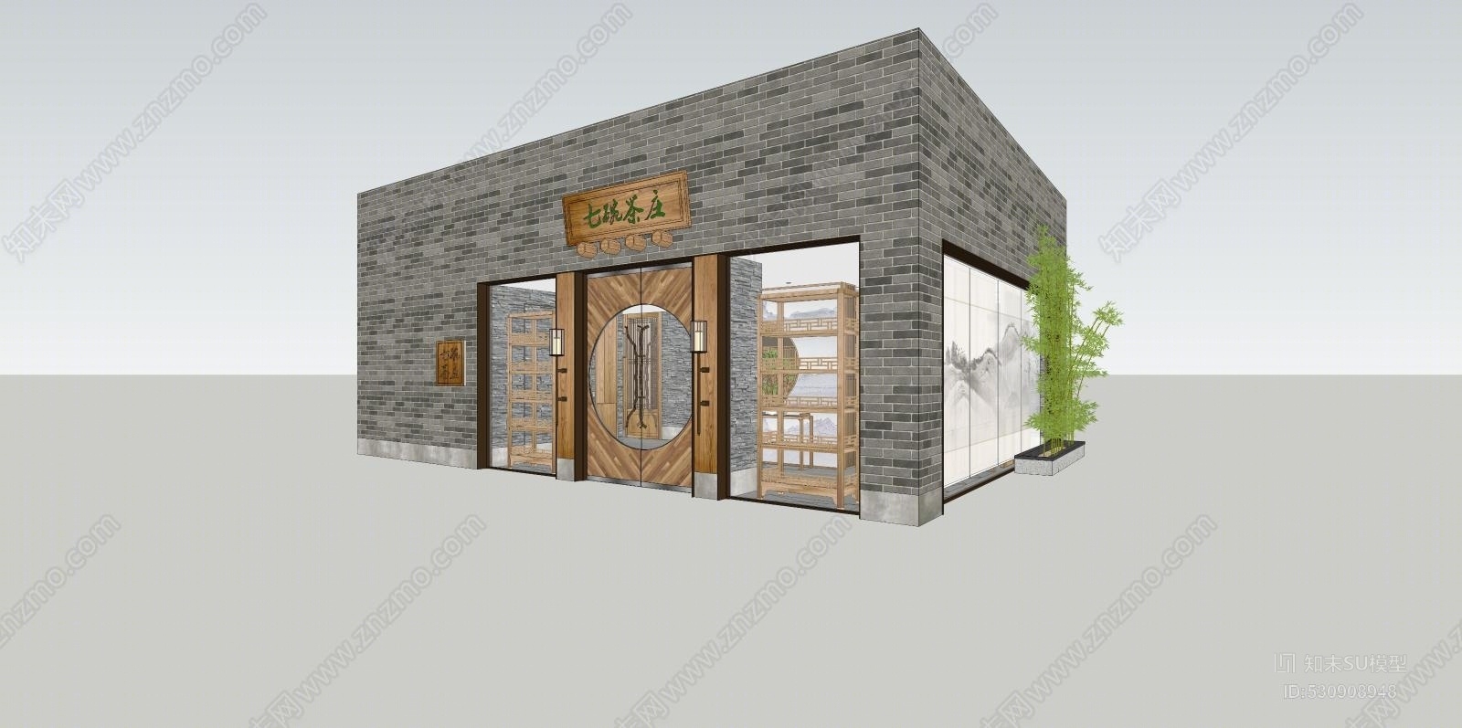 现代工装小型茶叶店SU模型下载【ID:530908948】