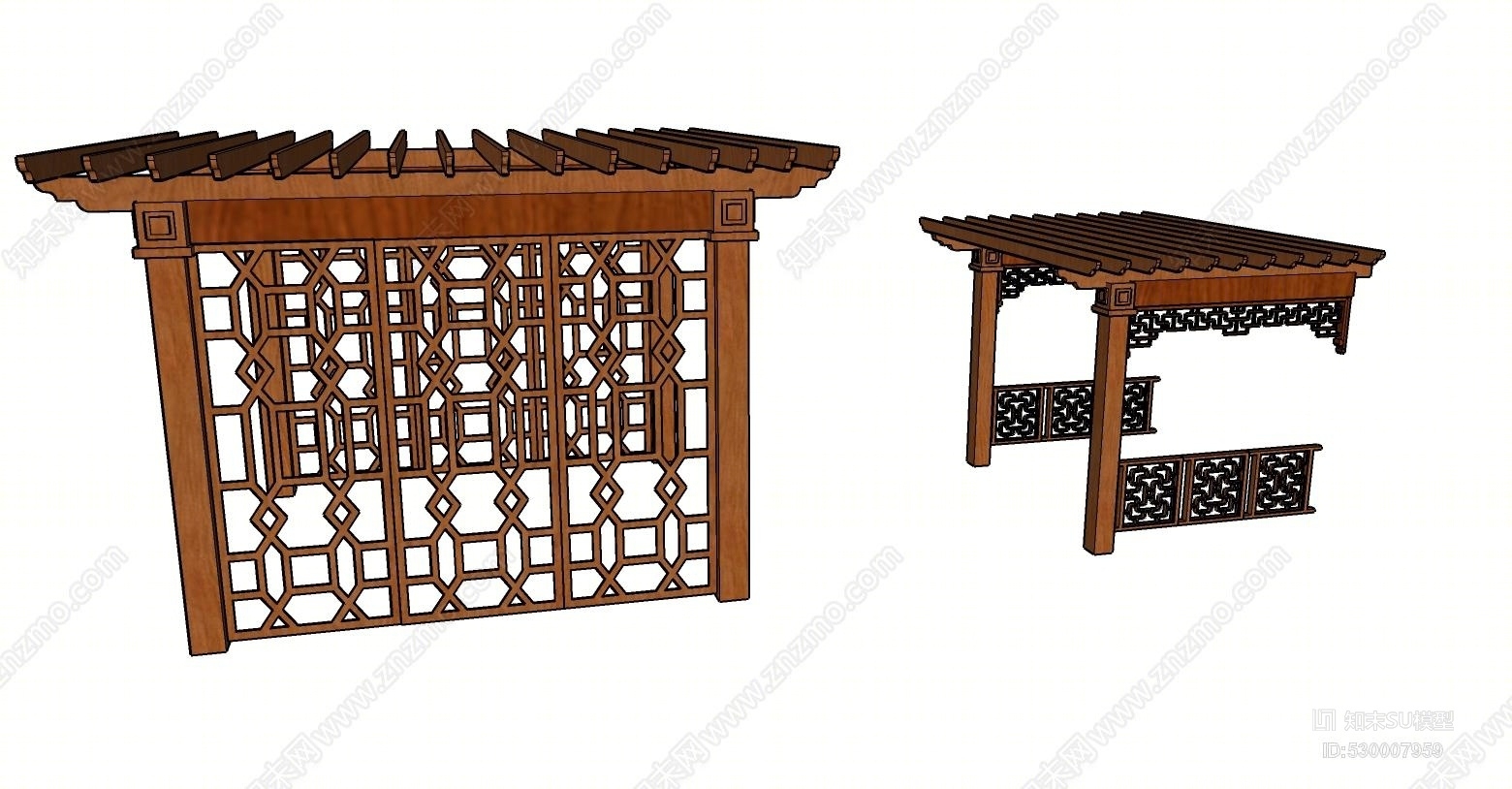 中式亭子SU模型草图