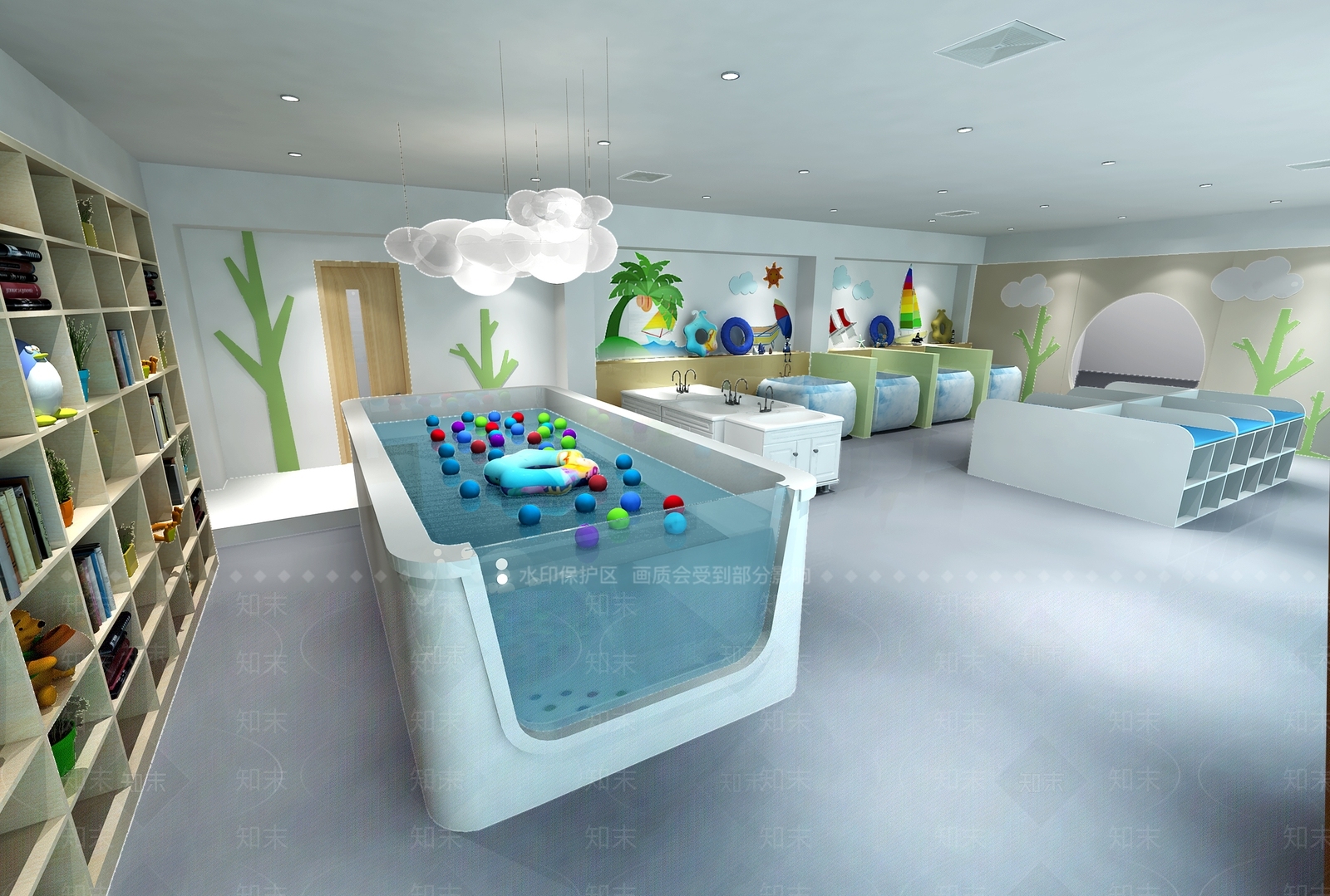 现代简约婴童游泳店3D模型下载【ID:232222283】